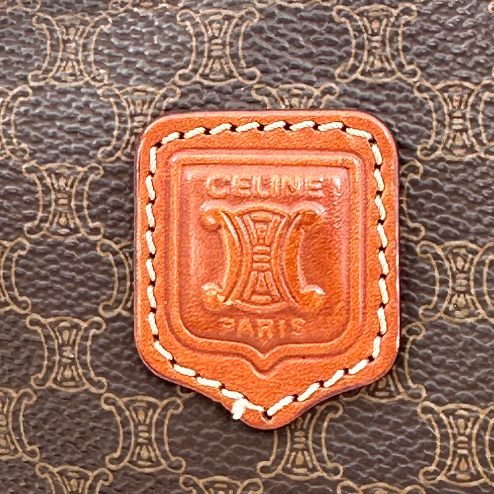 Celine Macadam Tote Bag PVC Leather Brown Authentic