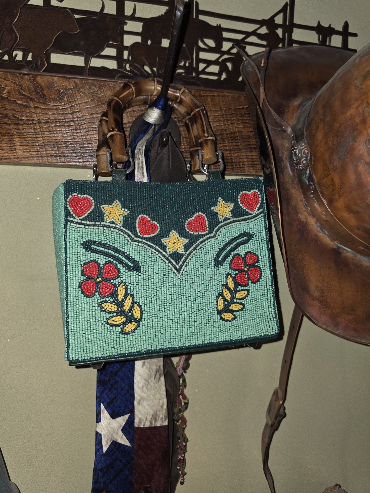 Double D Ranch Rangeland Rosie Beaded Western Cowgirl Purse Bag