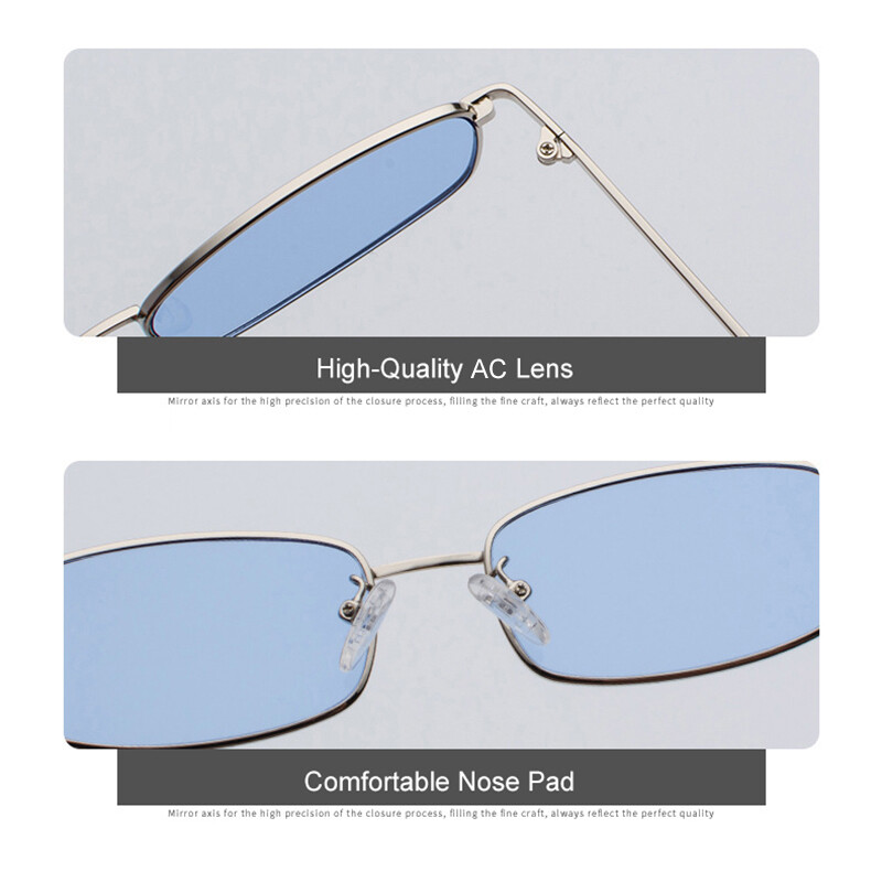 Retro Small Square Sunglasses Men Women Metal Frame Rectangle Sunglasses Eyewear