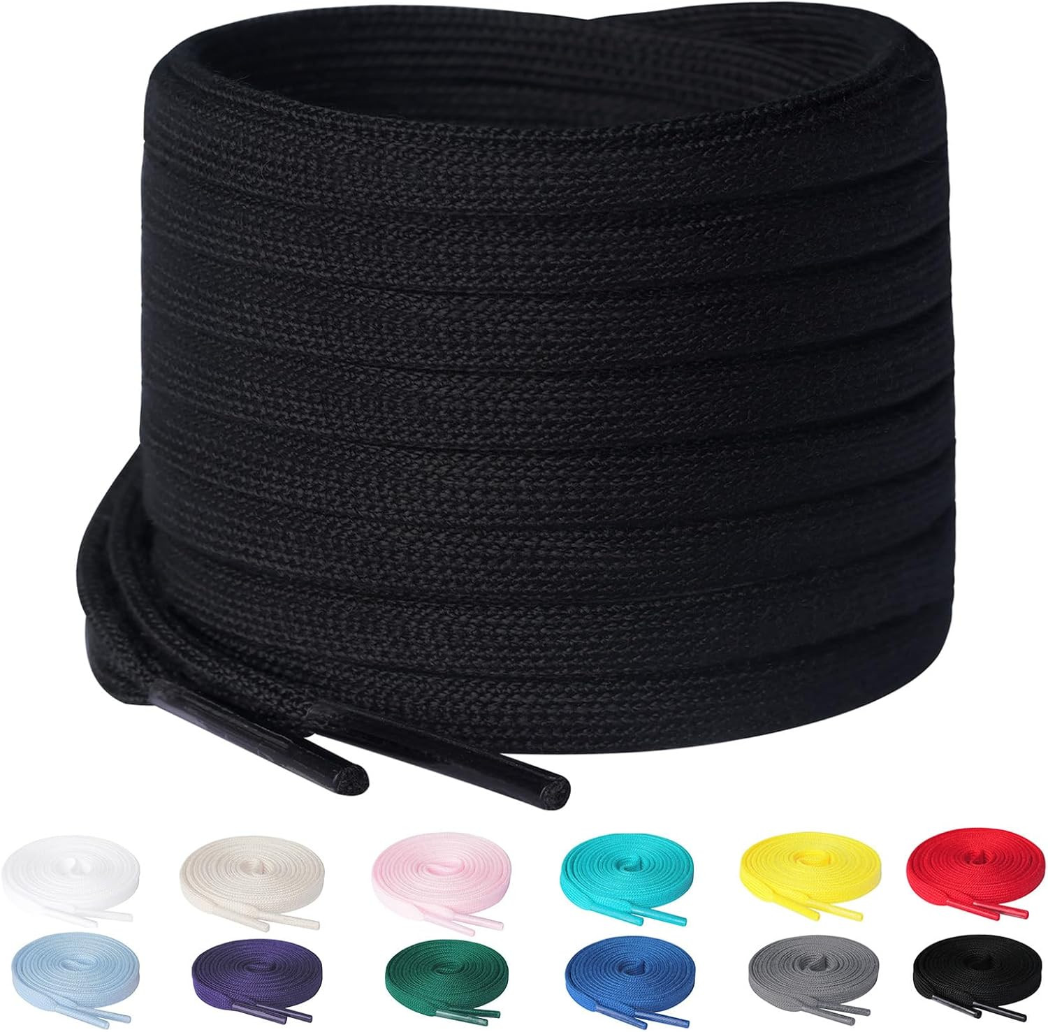 2 Pairs 1/4″ Flat Shoe Laces for Sneakers 11 Colors Athletic Shoelaces in 31″ –