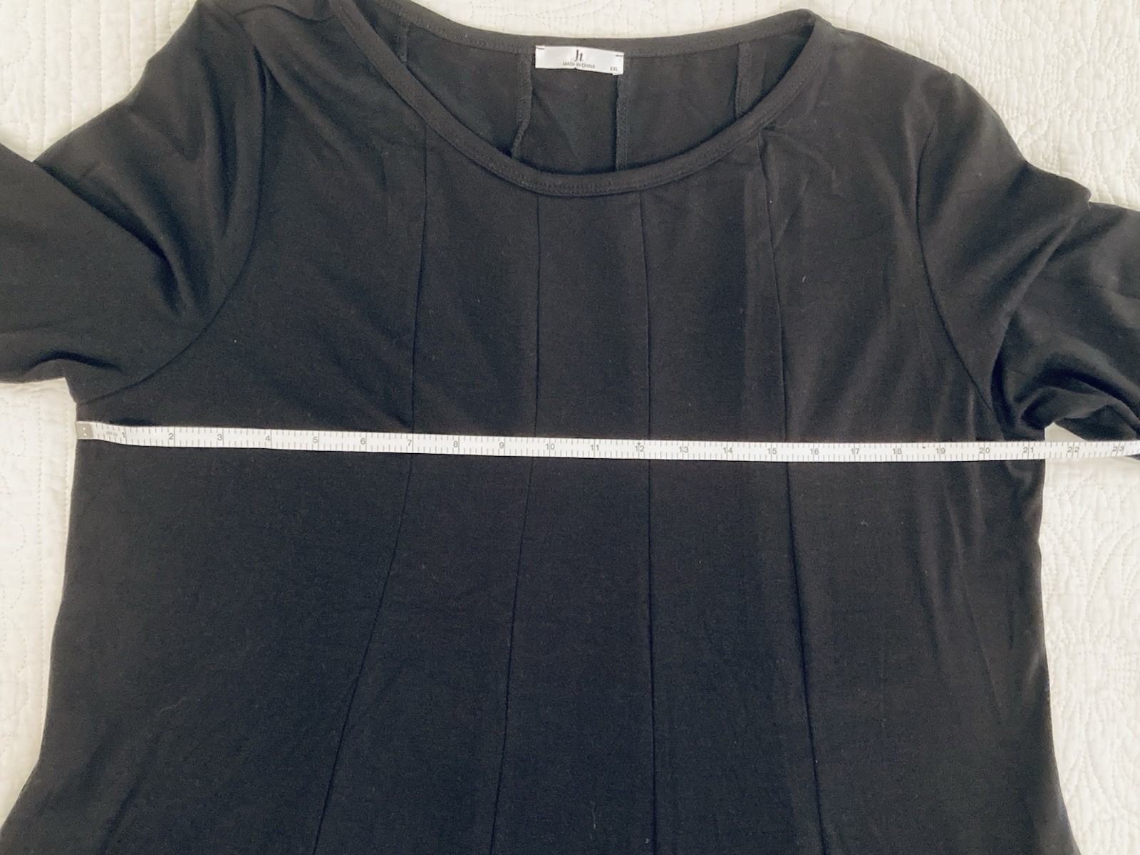 XXL long black dress, pockets, 95% Rayon, 5% Spandex, 3/4 sleeves