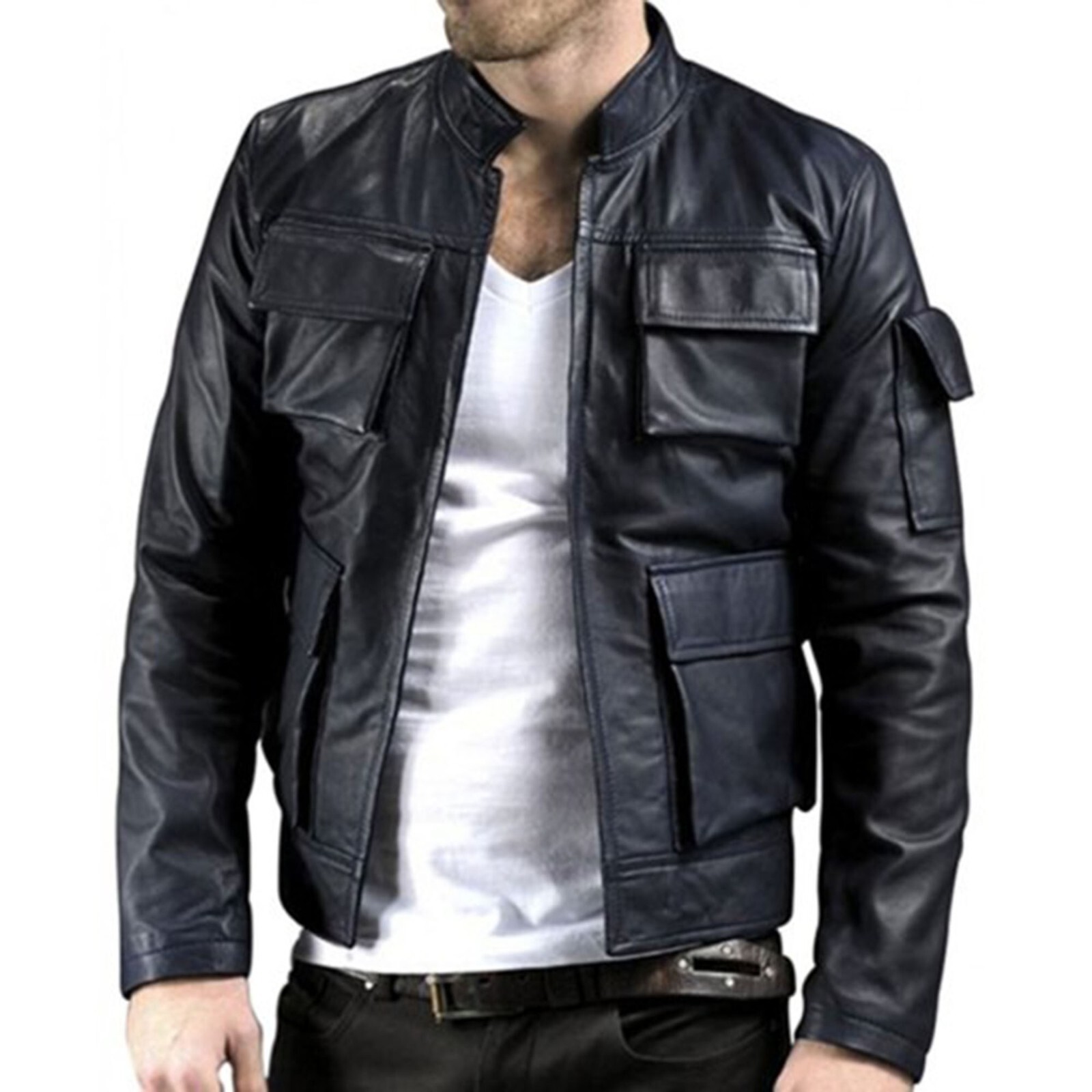 Mens Star Wars Han Solo Empire Strikes Back Genuine Leather Halloween Jacket