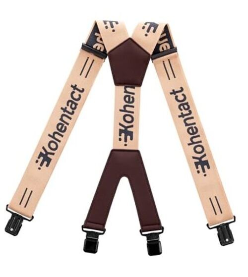 Men’s Industrial Strength Suspenders 2-Inch Wide X-Back Heavy Duty Braces Beige