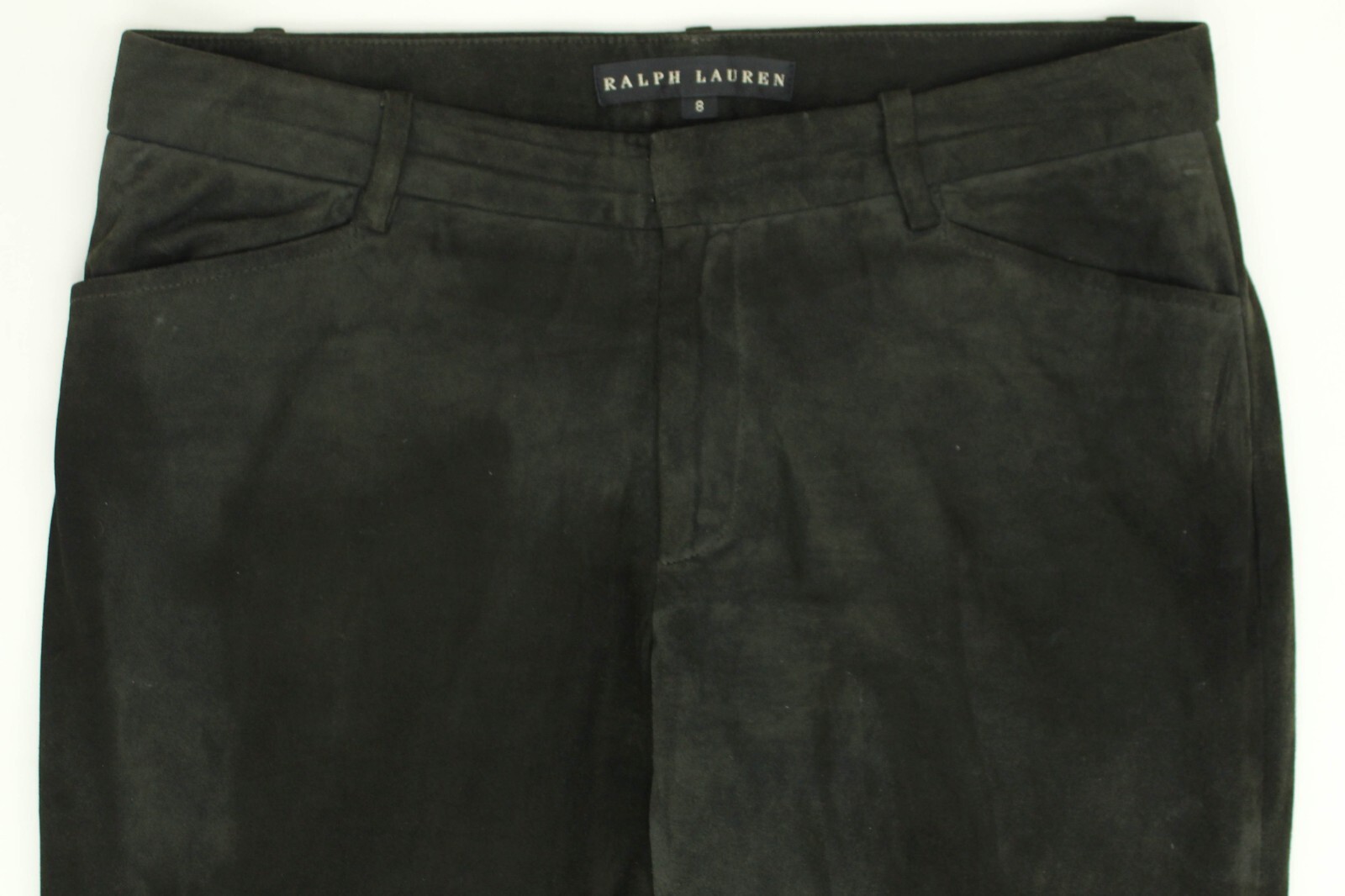 Ralph Lauren Black Label Sample Green Suede Riding Equestrian Kyler Pant 8 Flaws