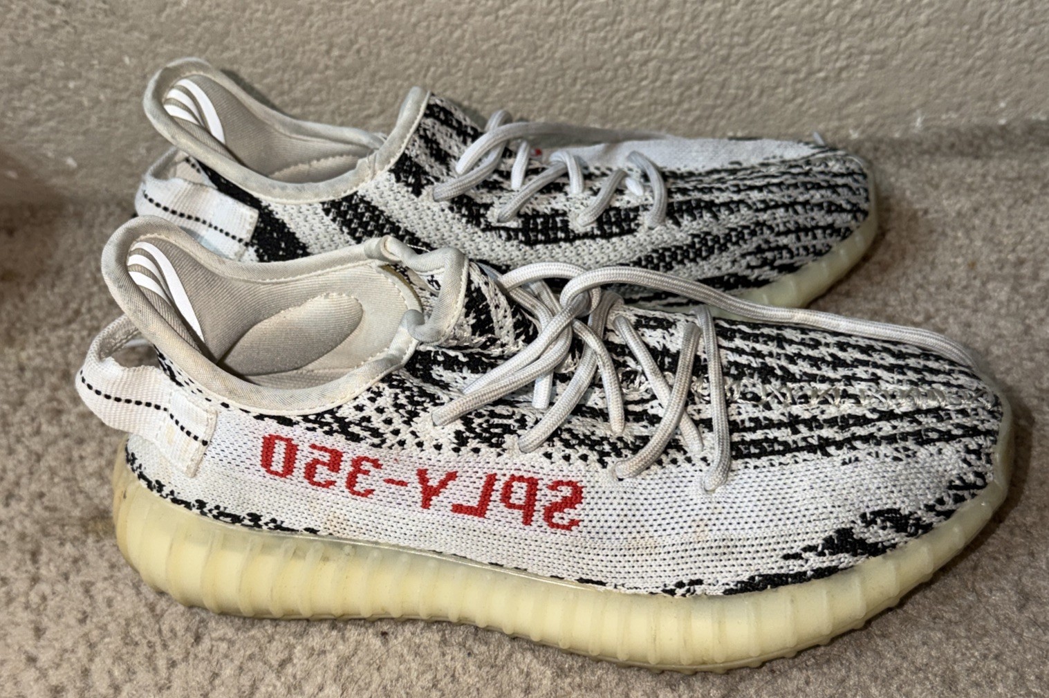 Adidas Yeezy Boost 350 V2 Zebra White Black Sneaker Shoes Low Top Sz 7 No Box