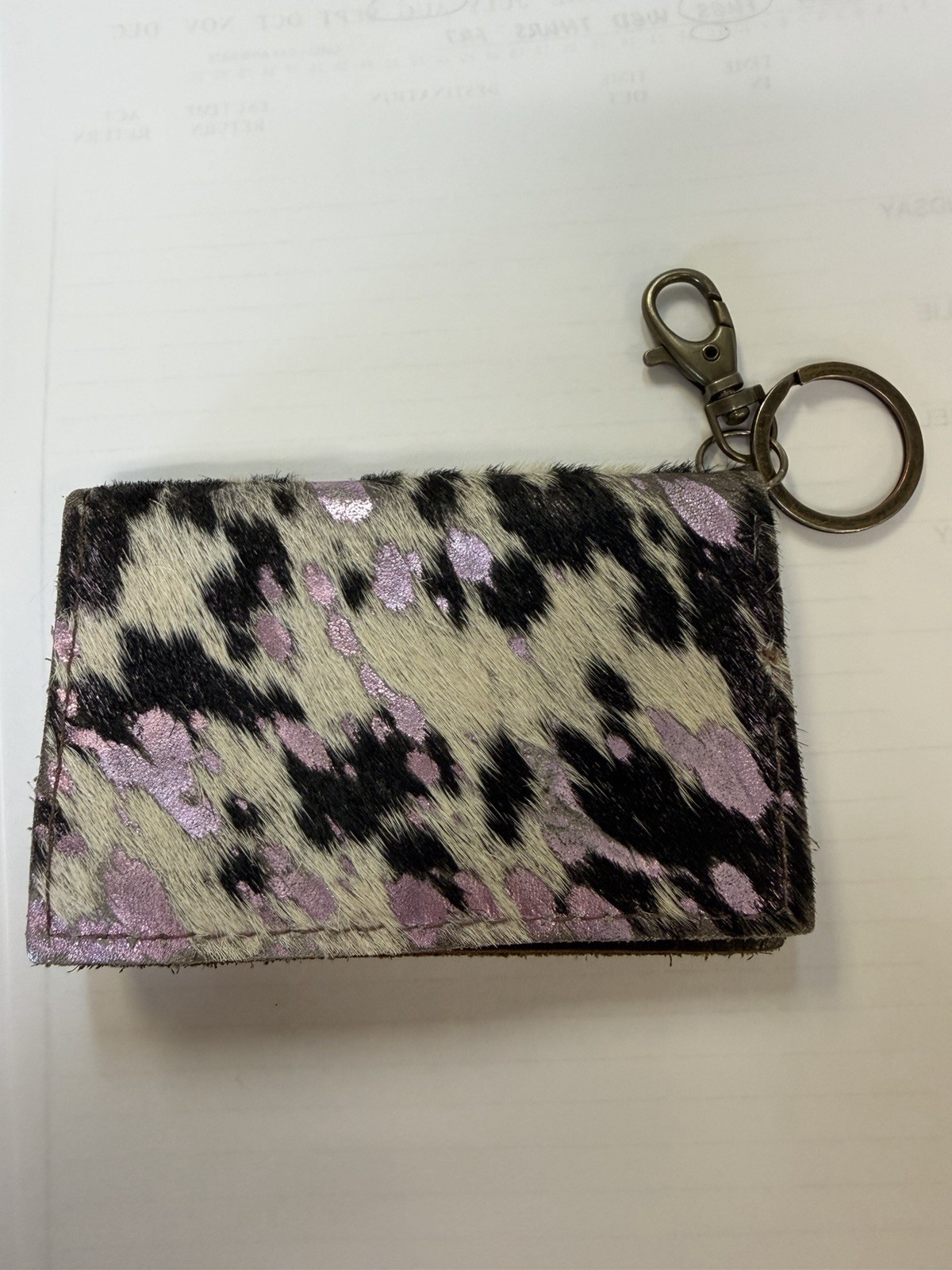 Genuine Leather/Animal Hair Card Holder Keychain Designer Inspired With Logo
