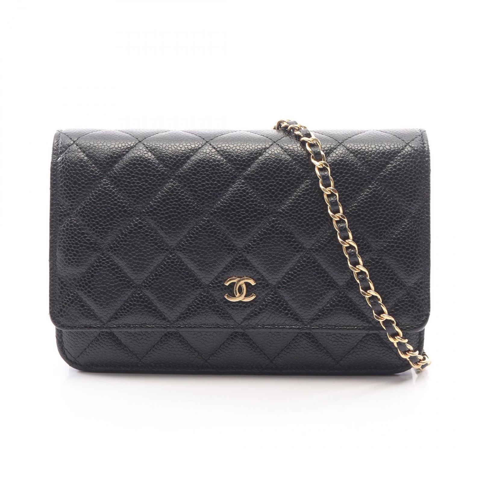 CHANEL Matelasse Crossbody Chain Shoulder Bag Calfskin Black GHW Used Women