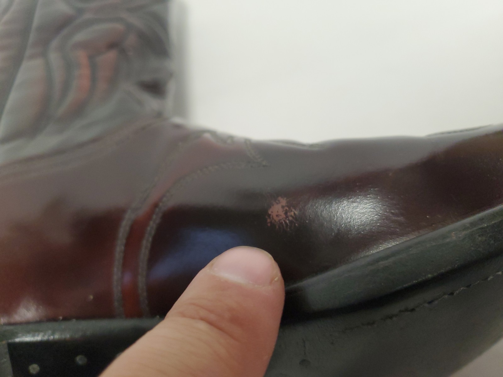 Gorgeous J. Chisholm Western Cherry Brown Red Leather Cowboy Mens Boot 10B VNTG