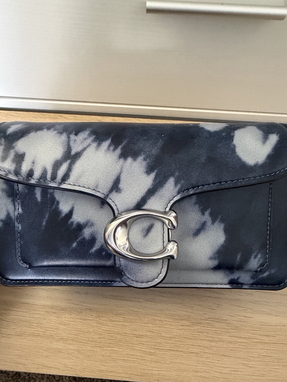 Coach Tabby Shoulder Bag 20 Silver/Midnight Navy with Tie-Dye Print