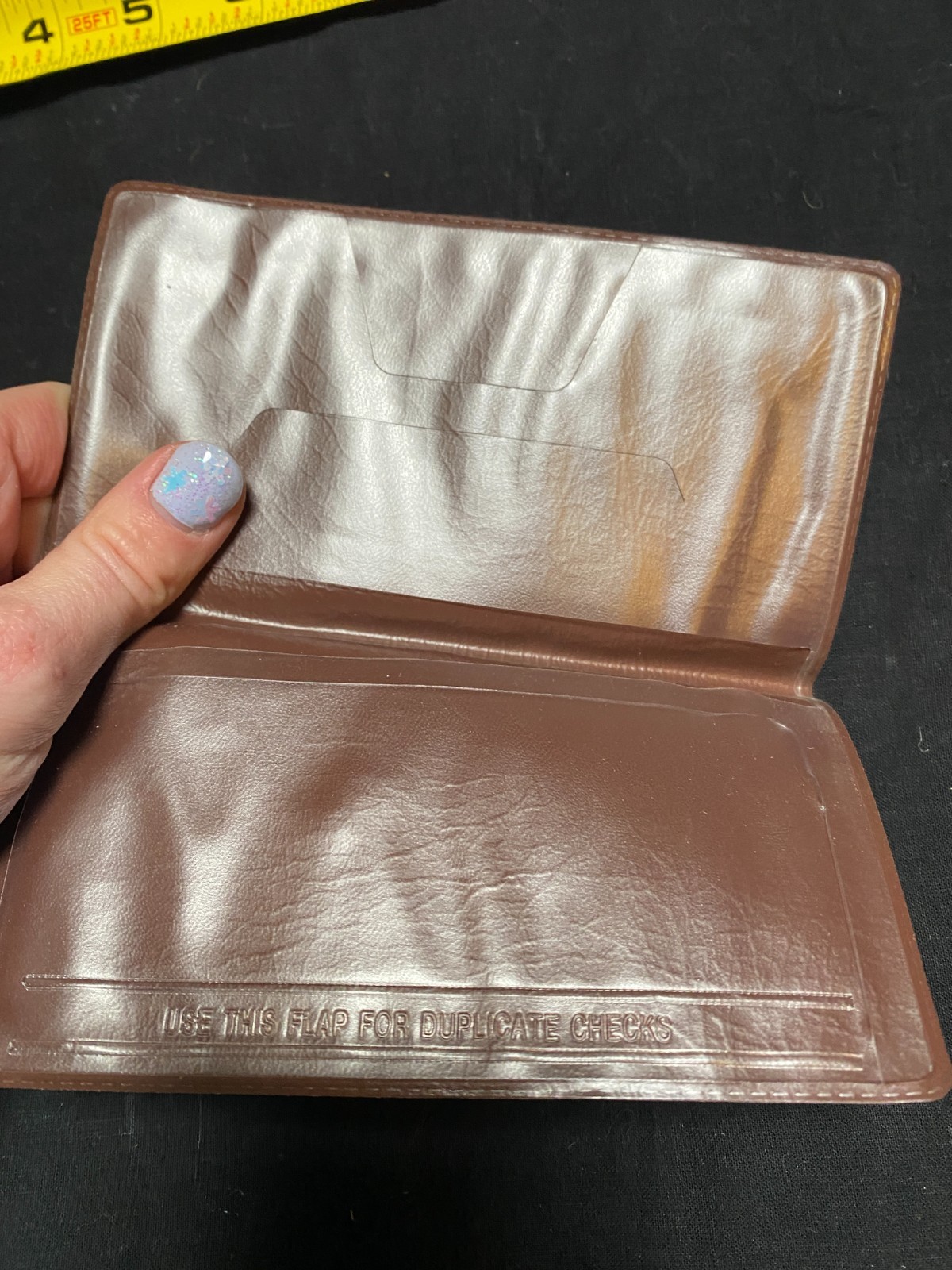 Plastic Faux Leather Checkbook Cover Brown New Clear Insert Banking Heavy Duty
