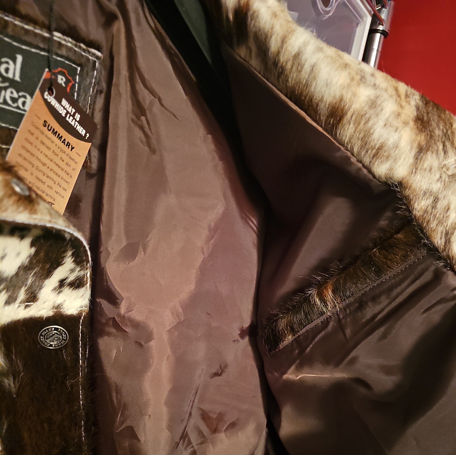 Men’s Western Cowhide Leather Jacket Real Hair-On Pony Skin Stylish Trucker Coat