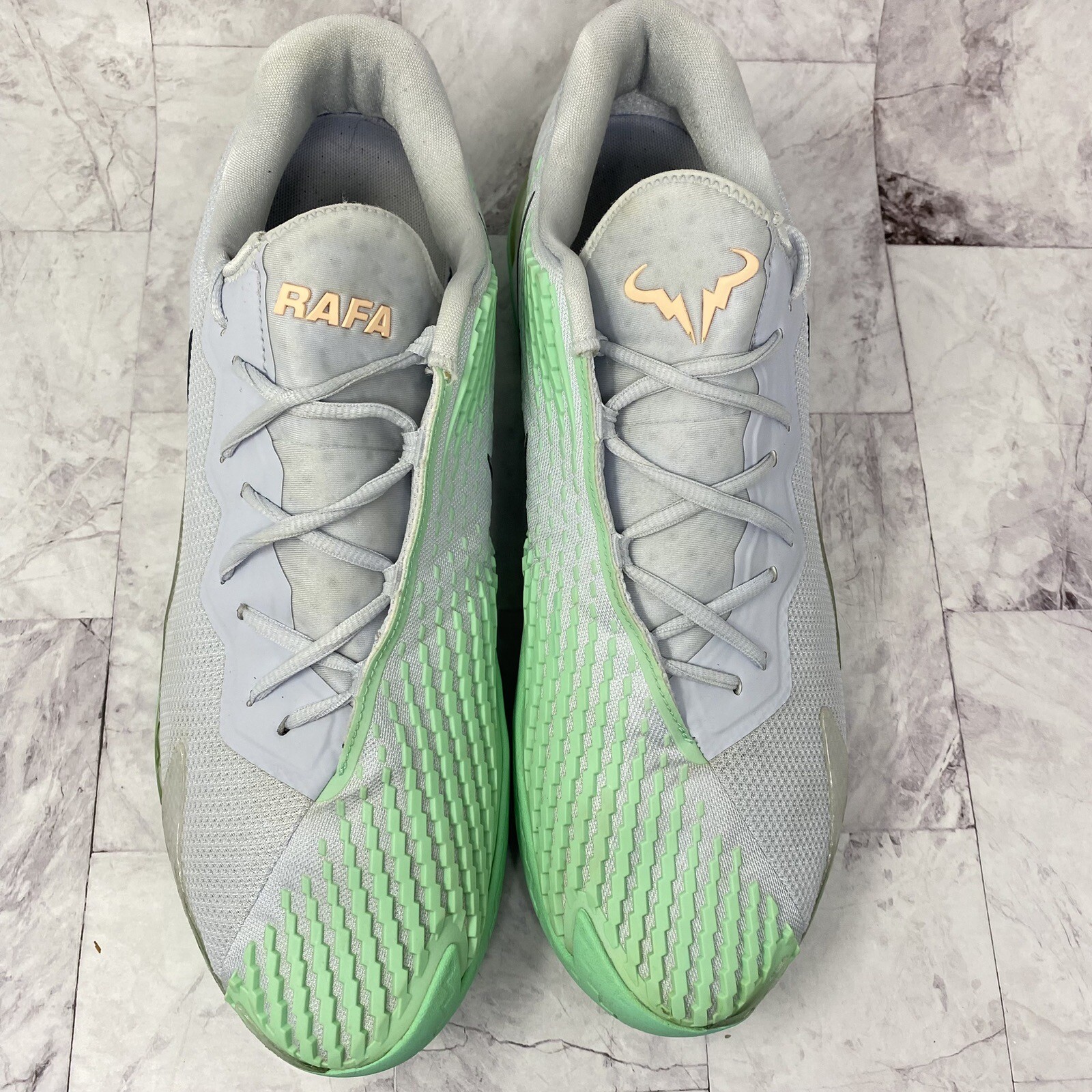 Nike Zoom Vapor Cage 4 Grey Green Glow Rafa Nadal Tennis Court Shoe Mens Sz 13 M