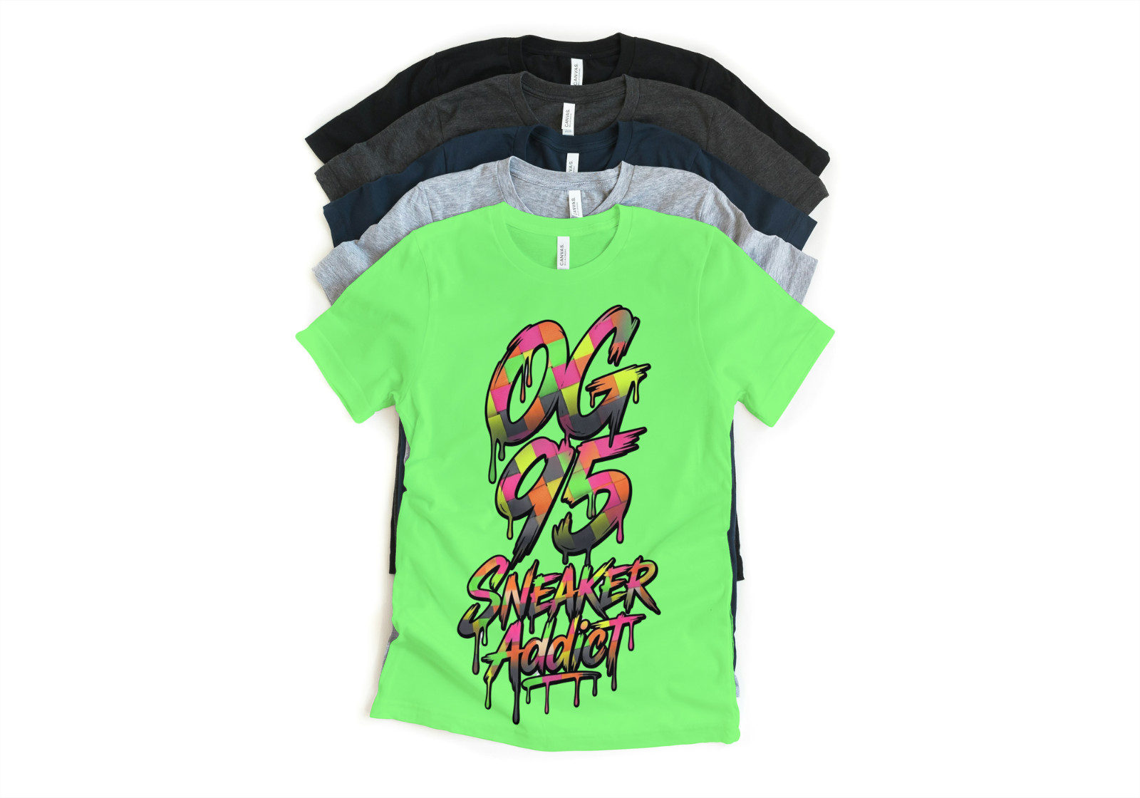 OG Retro Max 95 Sneaker Addict Woven Multi-Colored Tee Sneaker Matching T-Shirt