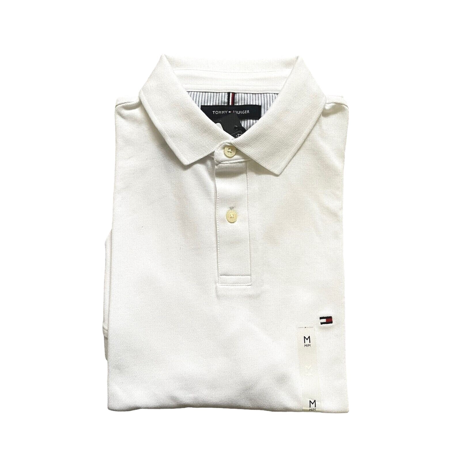 Tommy Hilfiger Men’s THFLEX Regular Fit Solid Short Sleeve Mesh Polo Shirt White