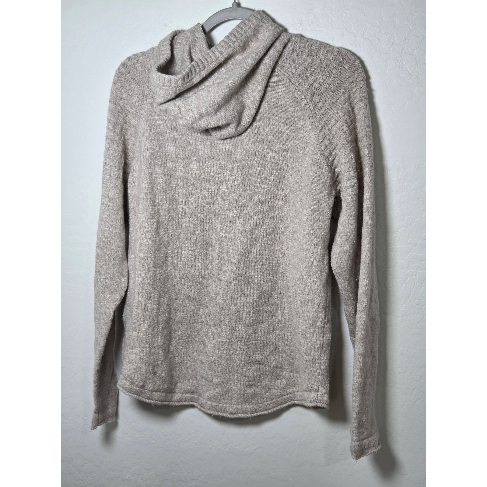 Outpost Makers Mens Medium Oatmeal Marl Textured Knit Hooded Sweater Pullover