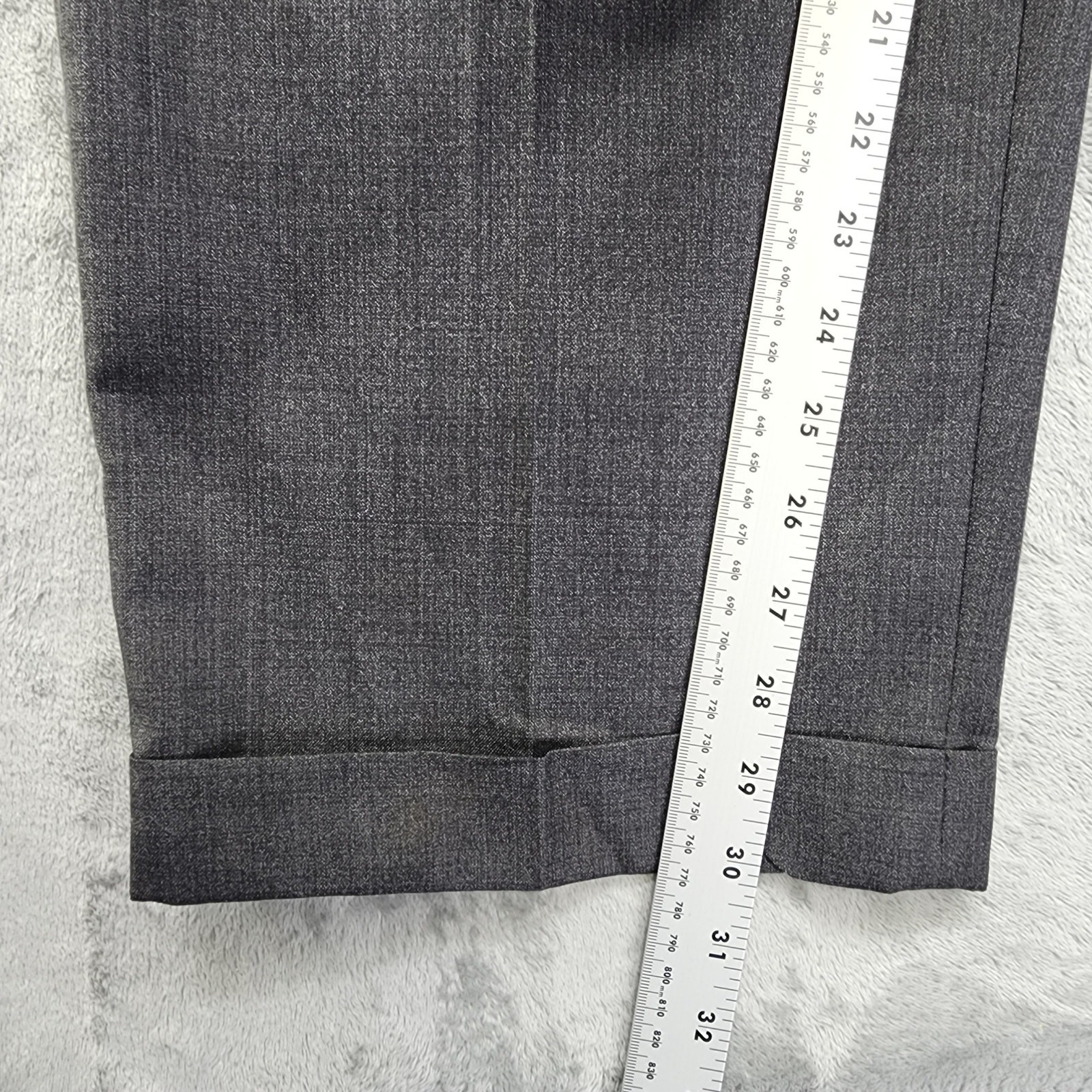 Perry Ellis Portfolio Dress Pants Mens 38/30 Gray Pleated Cuffed Polyester Rayon