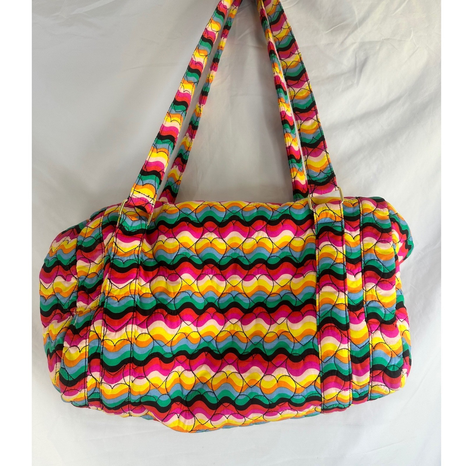 NWT Betsey Johnson Rainbow Weekenders Bag With Clear Pink Zip Bag