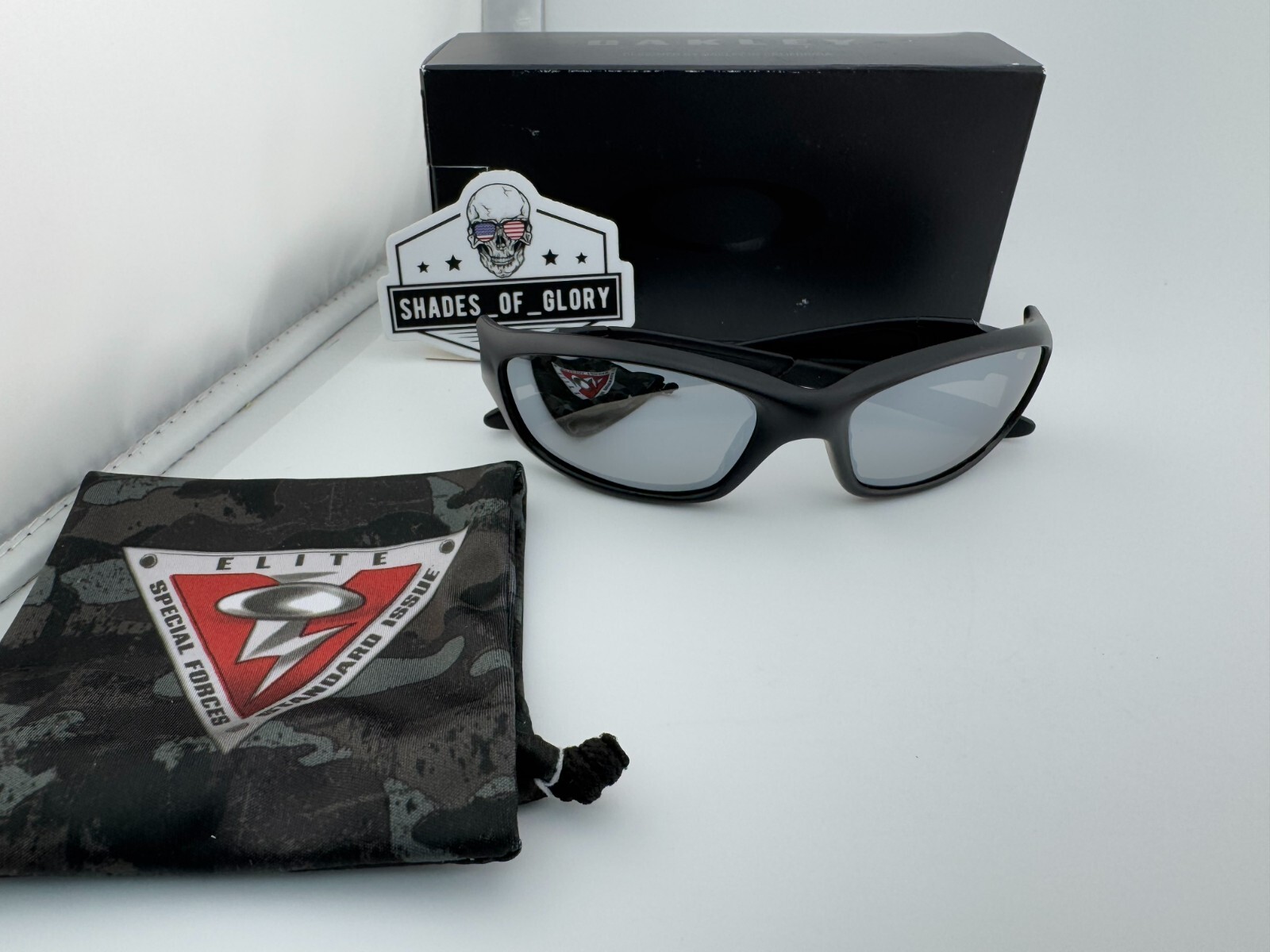 OAKLEY STRAIGHT JACKET MATTE BLACK SILVER POLARIZED GALAXY AFTERMARKET SUNGLASS