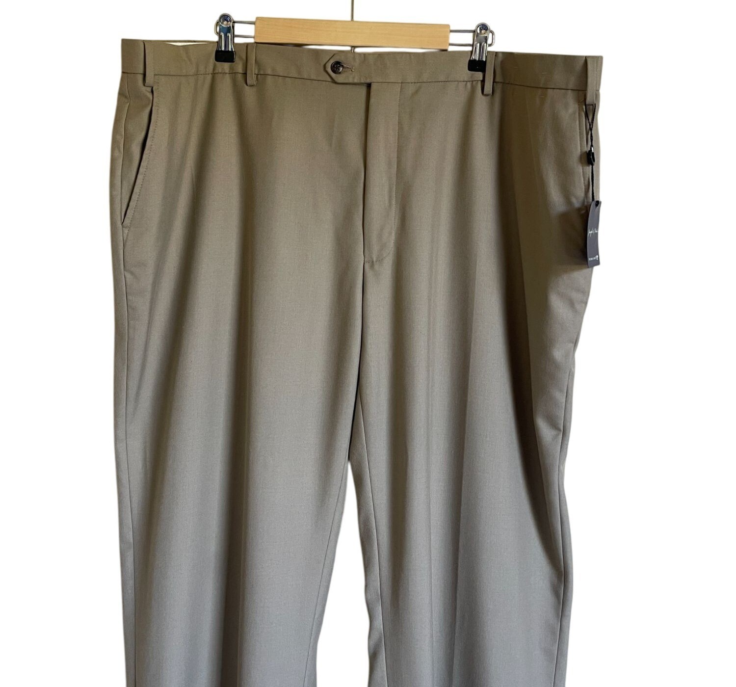 New! Joseph & Feiss Gold 46 x 30 Techno-Care Wool Blend Flat Front Khaki Pants M