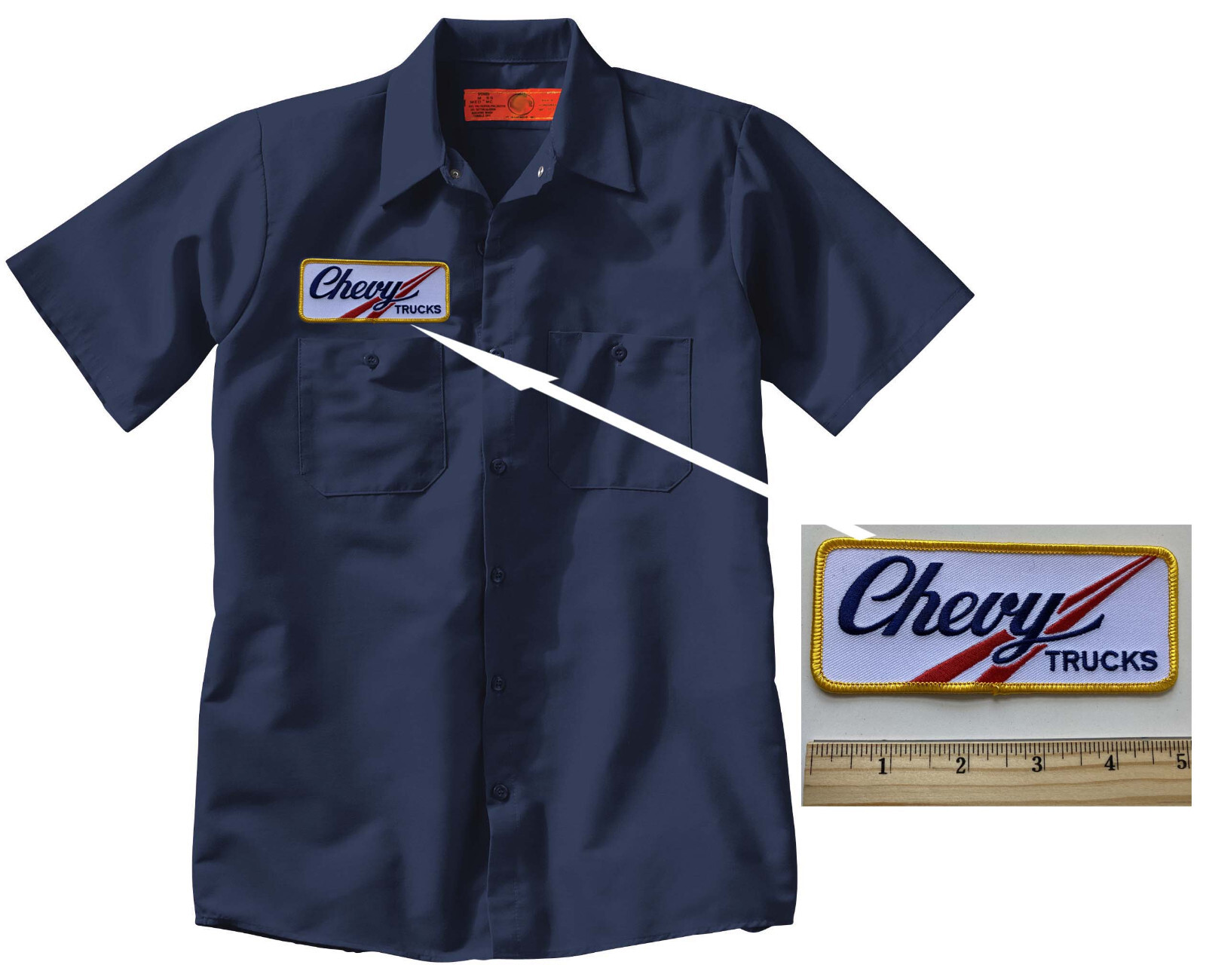 CHEVROLET CHEVY TRUCKS Embroidered PATCH + Mechanic WORK SHIRT Auto Gas Oil