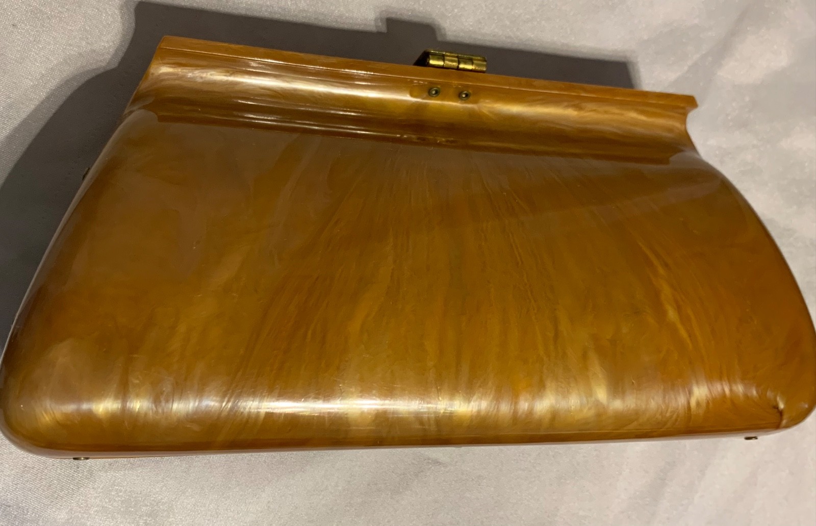 ART DECO Butterscotch TORTOISESHELL AMBER TONE BAKELITE LUCITE Clutch Purse