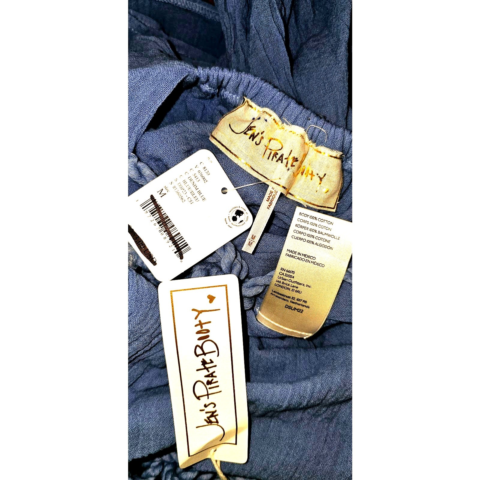 New Free People Jen’s Pirate Booty Paraguay Button Maxi Gown $252 MEDIUM Blue