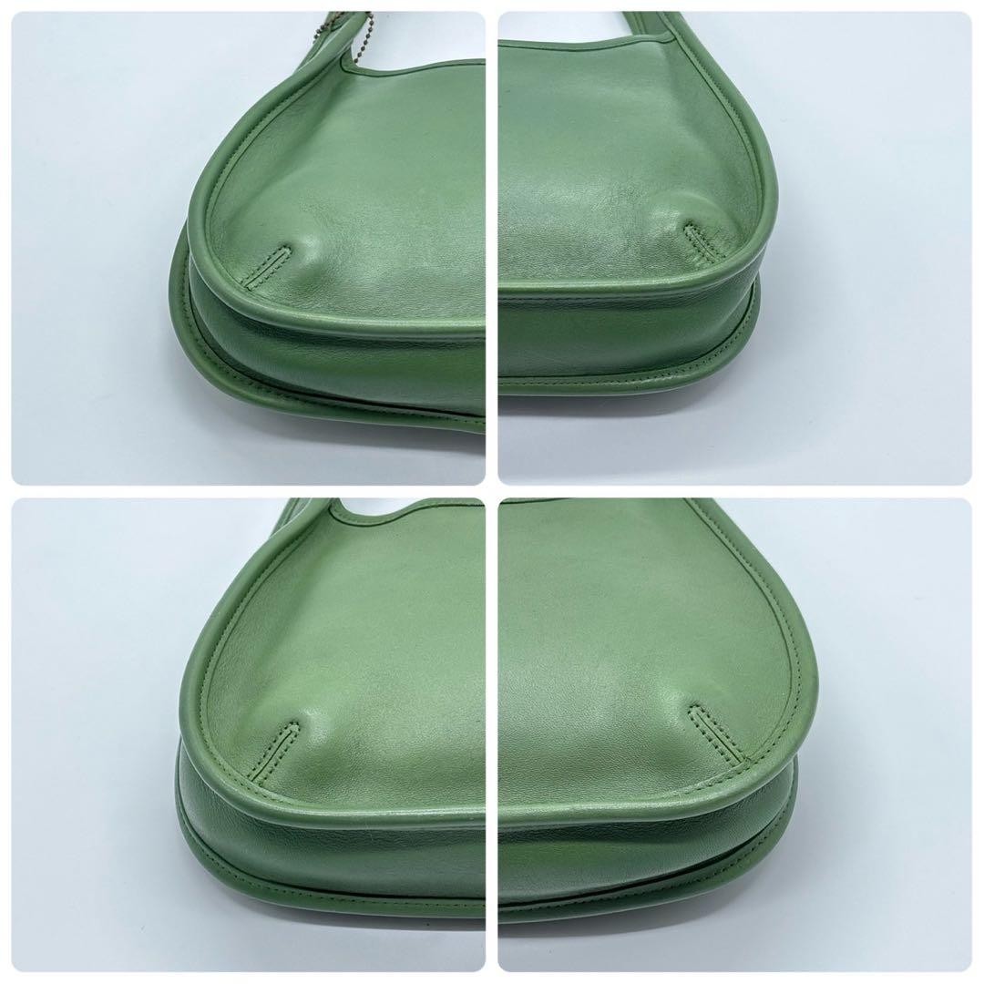 Vintage Old Coach 9027 Green Leather Ergo Bag Womens Handbag Made in USA VTG