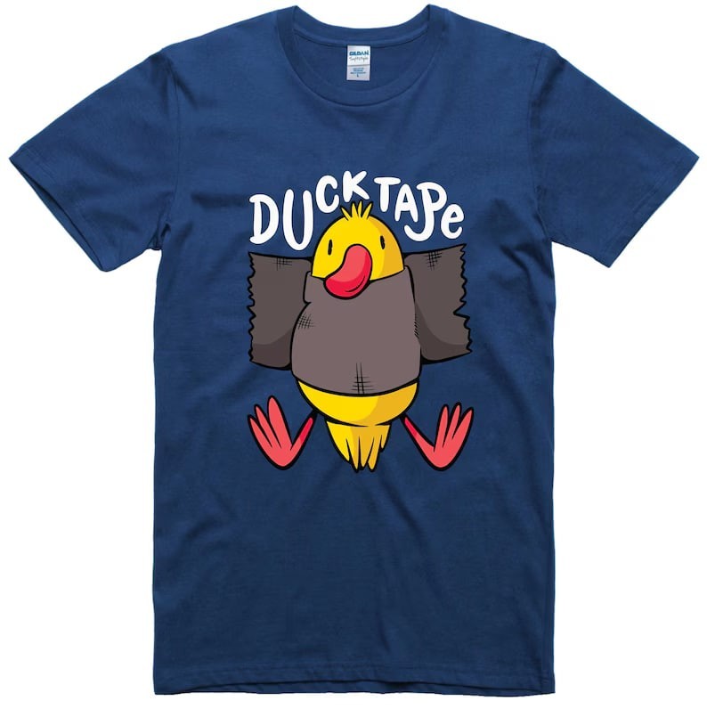 Funny T Shirt Duck Tape Print Regular Fit 100% Cotton Tee