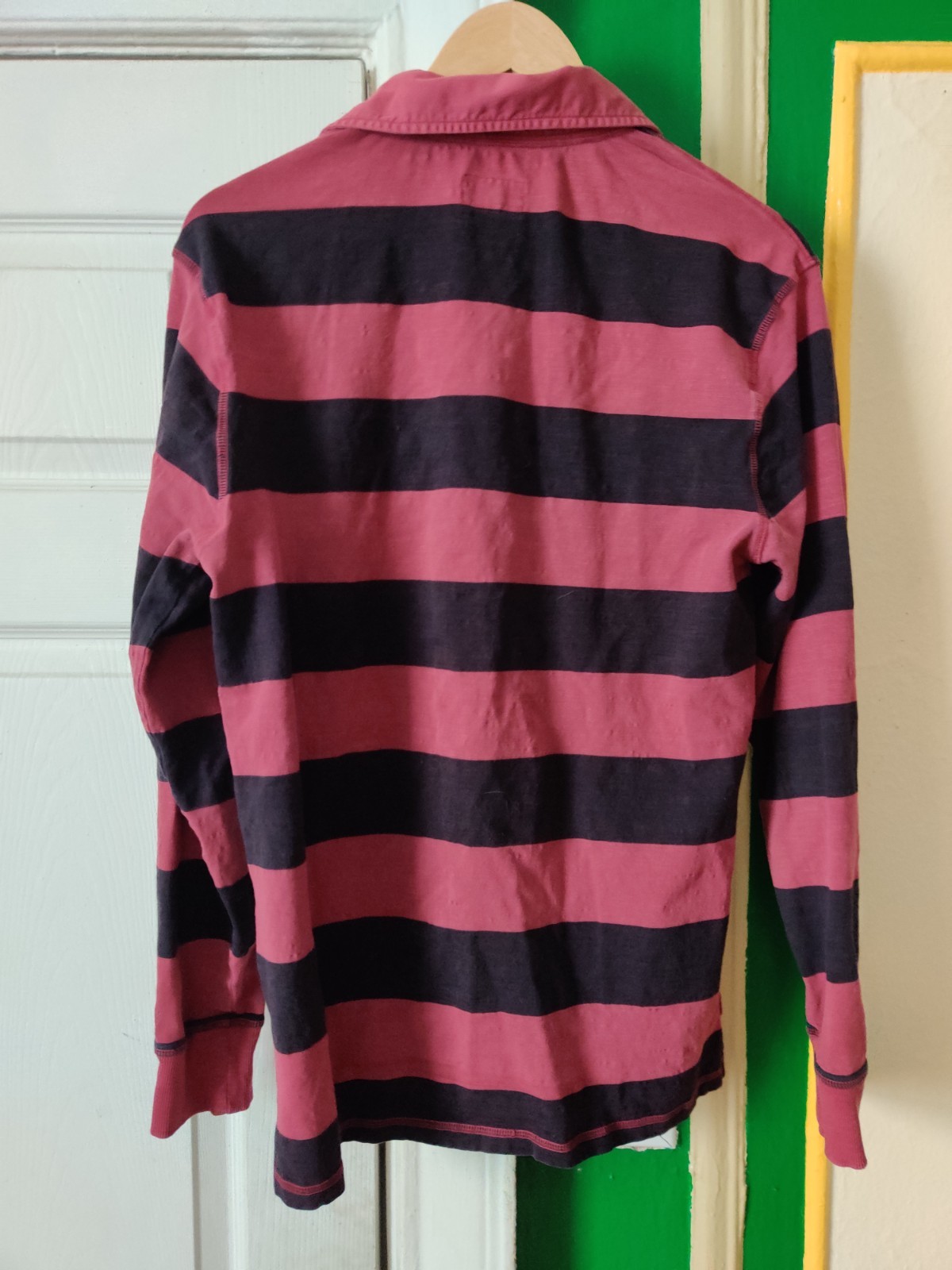 Jachs rugby striped shirt M crimson and black stripes