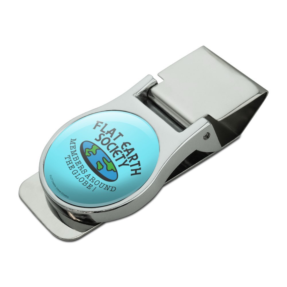 Flat Earth Society Members Around Globe Chrome Metal Money Clip