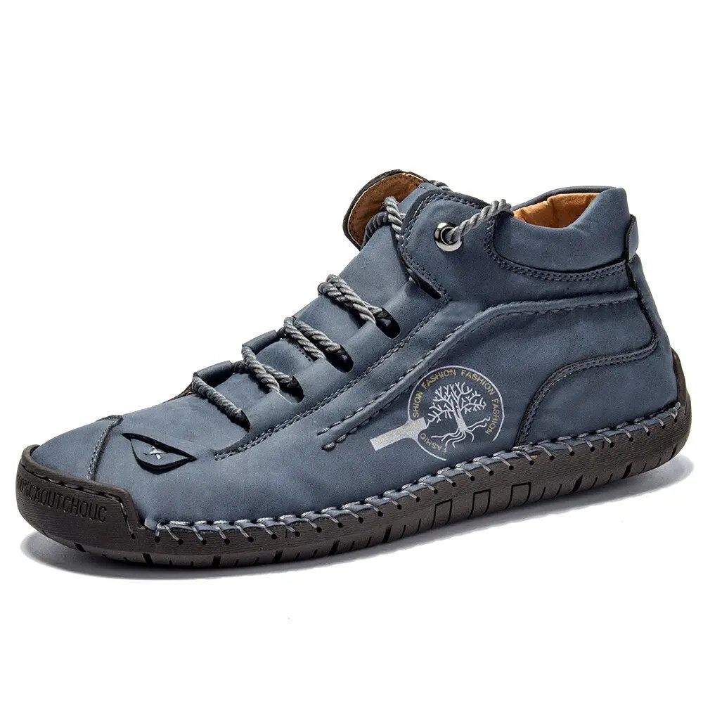Hand-Stitched Leather Ankle Boots for Men – Comfortable & Non-Slip|125378