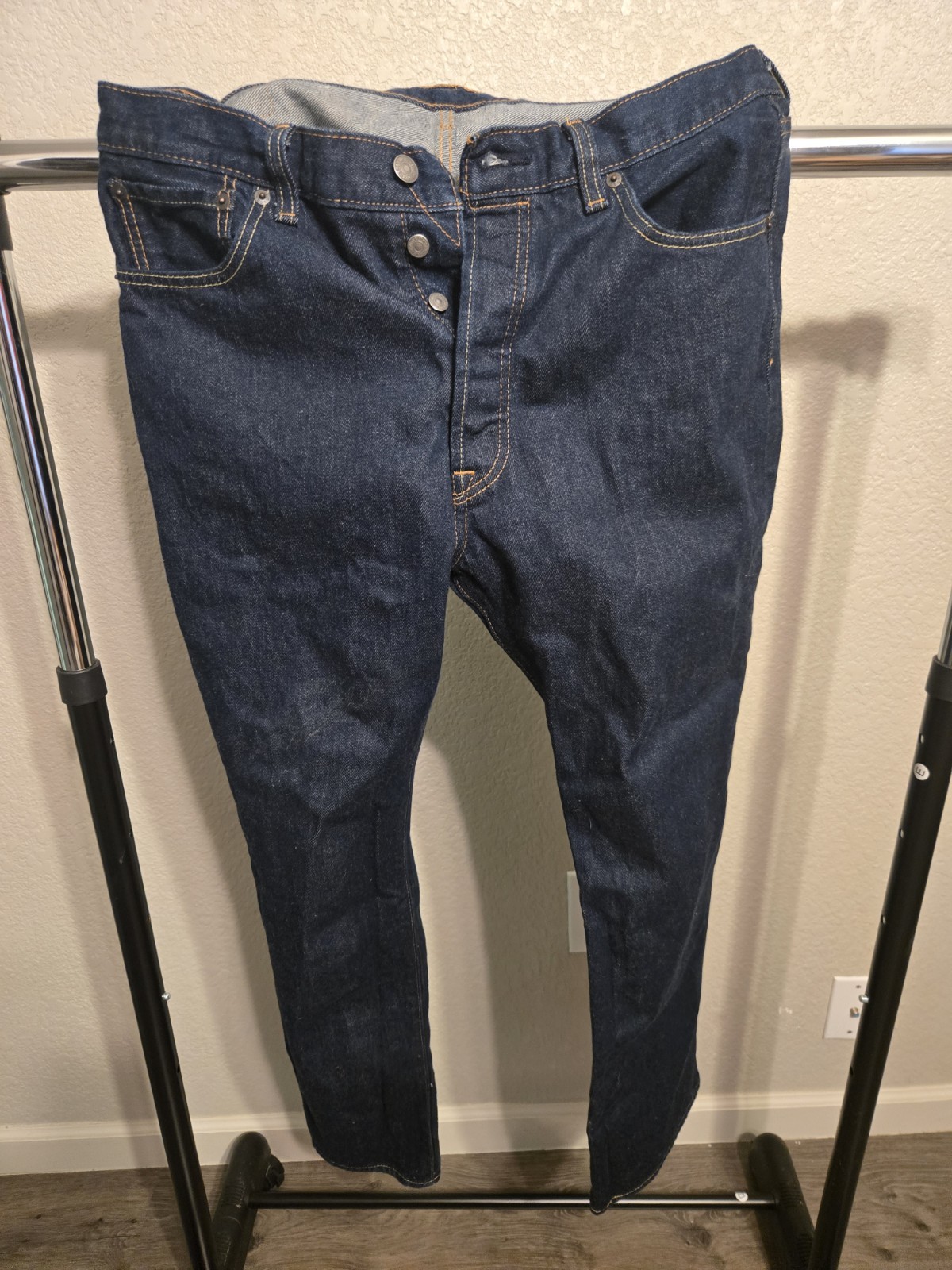 Levis 501 Original Fit Straight Leg Button Fly Denim Stretch Jeans Mens 35×32