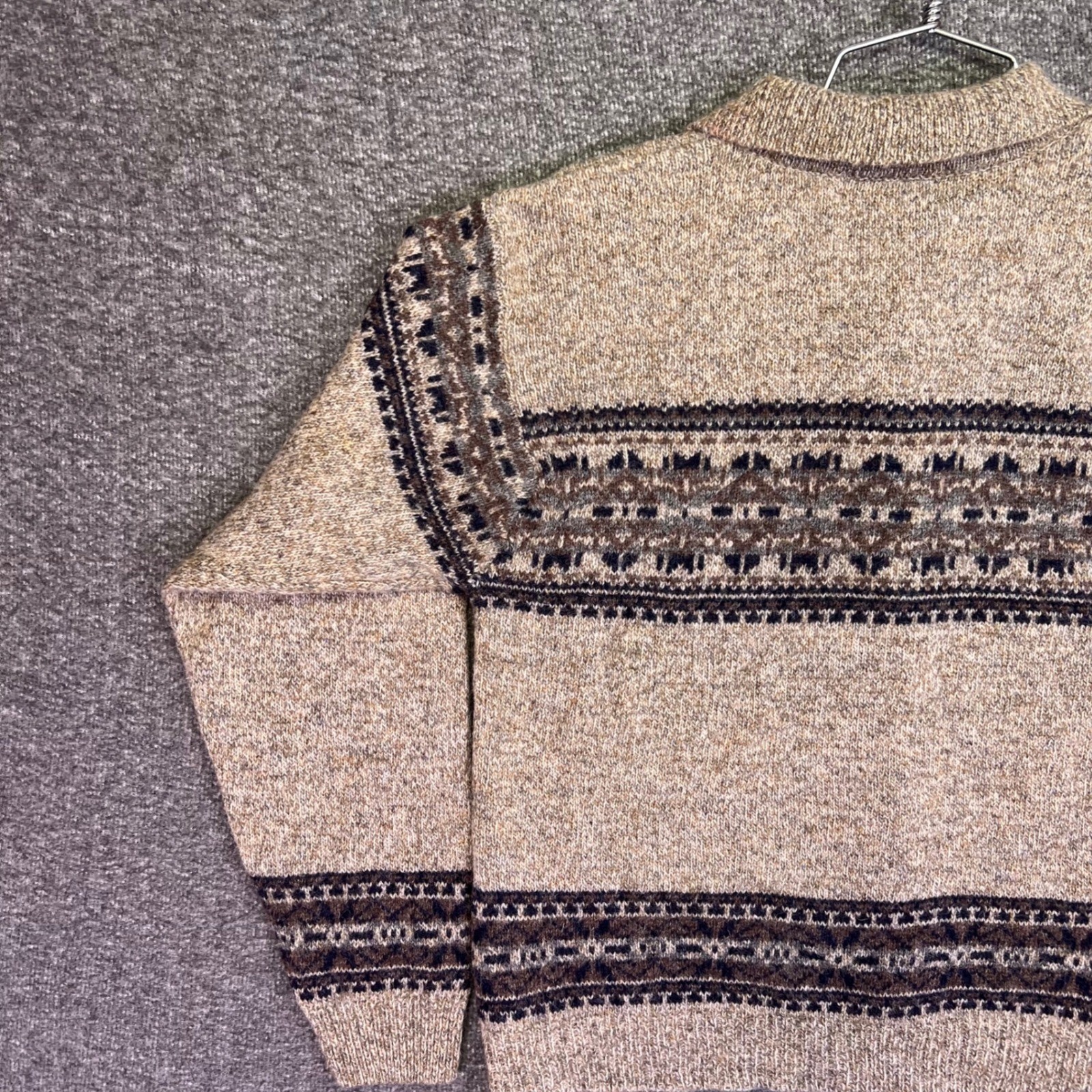 Croft & Barrow Wool Cardigan Womens Small Tan Fair Isle Button Casual Collared