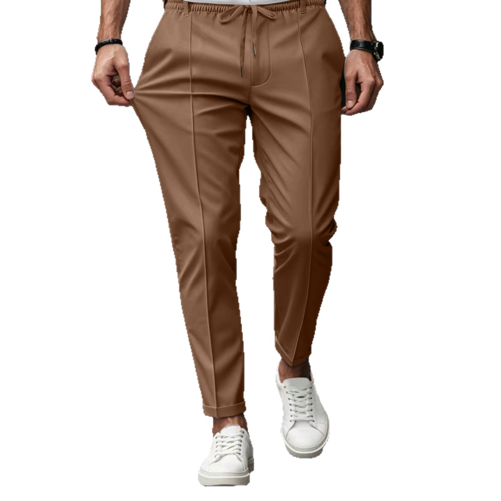 Spring Autumn Solid Minimalist Slim Fit Casual Pants
