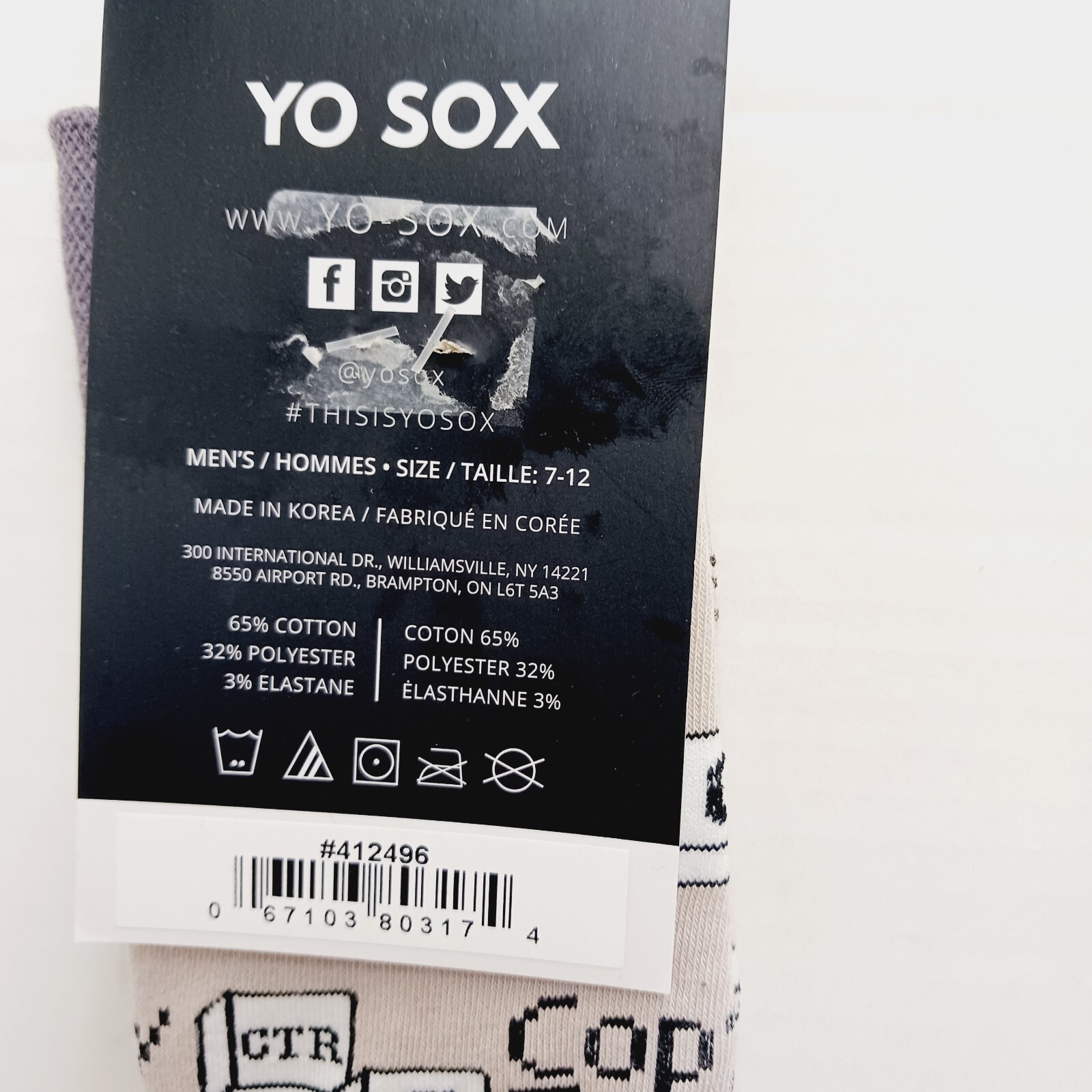 Yo Sox Socks Crew Men Women Control Paste Copy Computer Shortcuts Programmer NWT