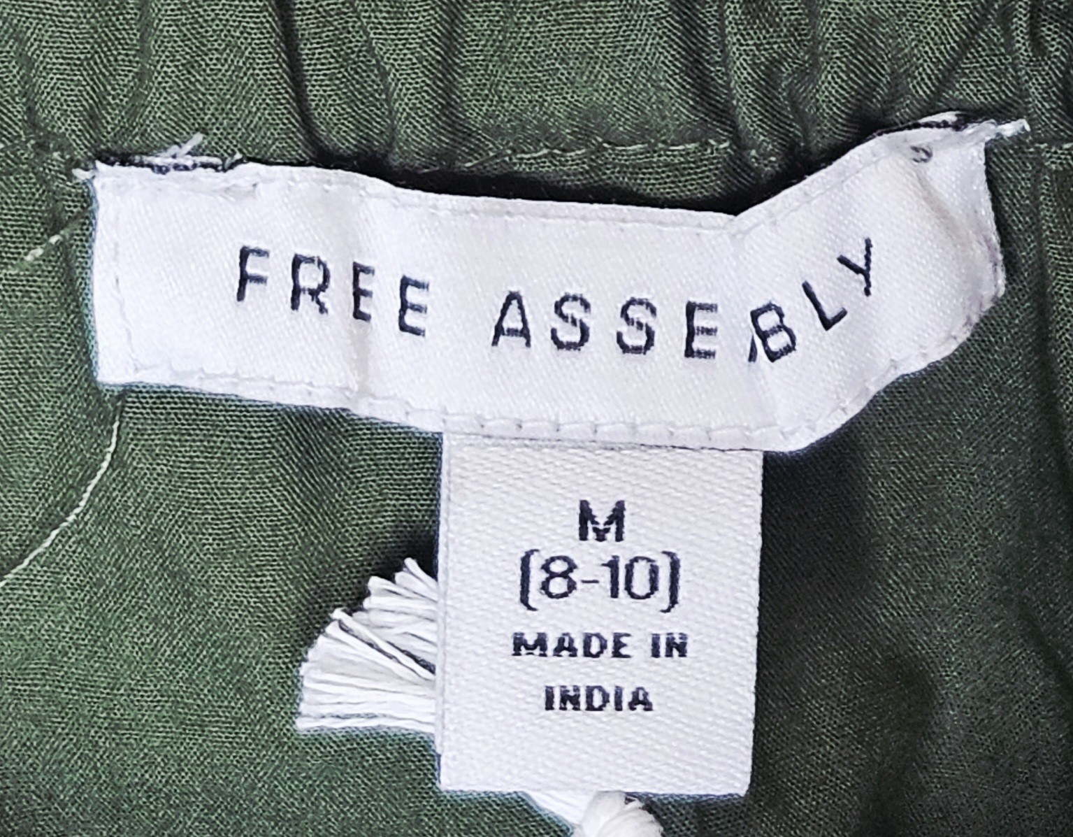 Free Assembly Green Gathered Neck Off Shoulder Top Tie Sleeve XS S M L or XL