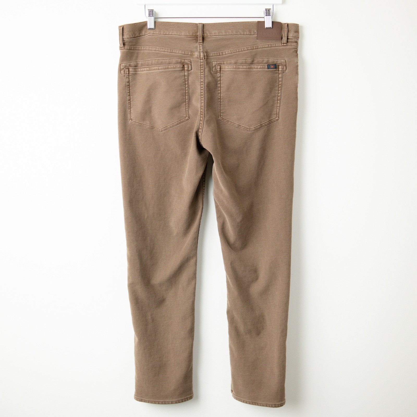Faherty Stretch Terry 5-Pocket Pant Mens 34×30 Chocolate Brown Zipper Fly