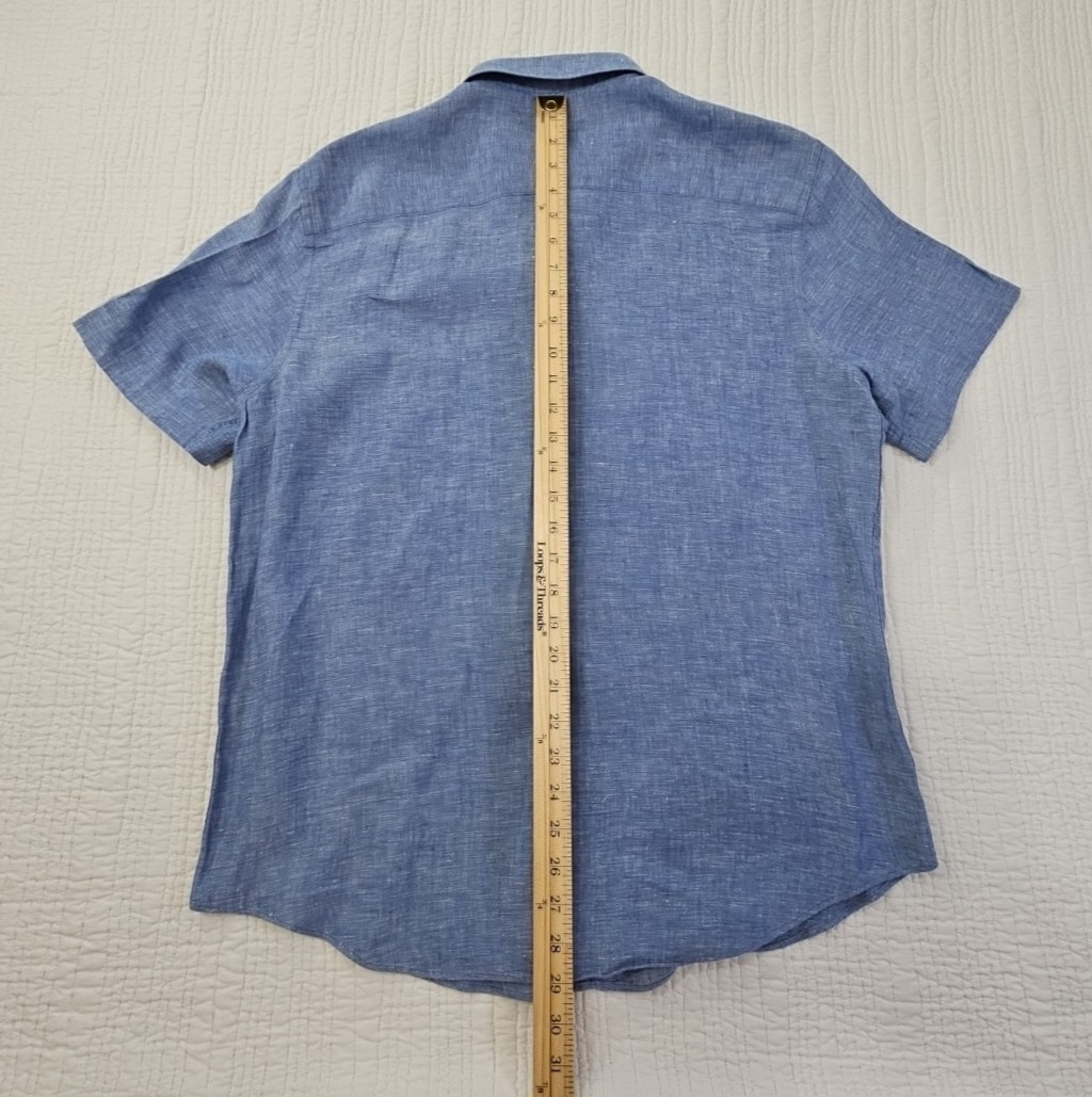 Nautica Linen Blend Short Sleeve Shirt Men’s M Blue Button Up EUC LN Resortwear