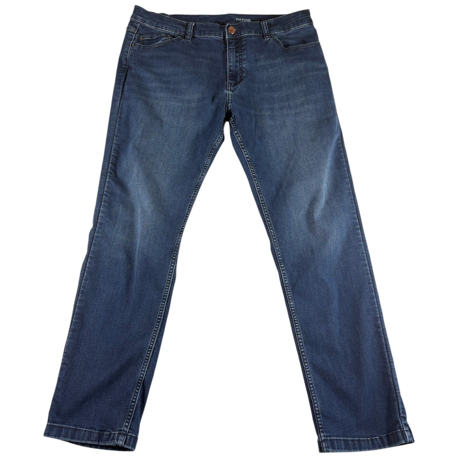 Mugsy Fultons Jeans Mens 38×30 Blue Premium Denim Stretch Double Stitch Stretch
