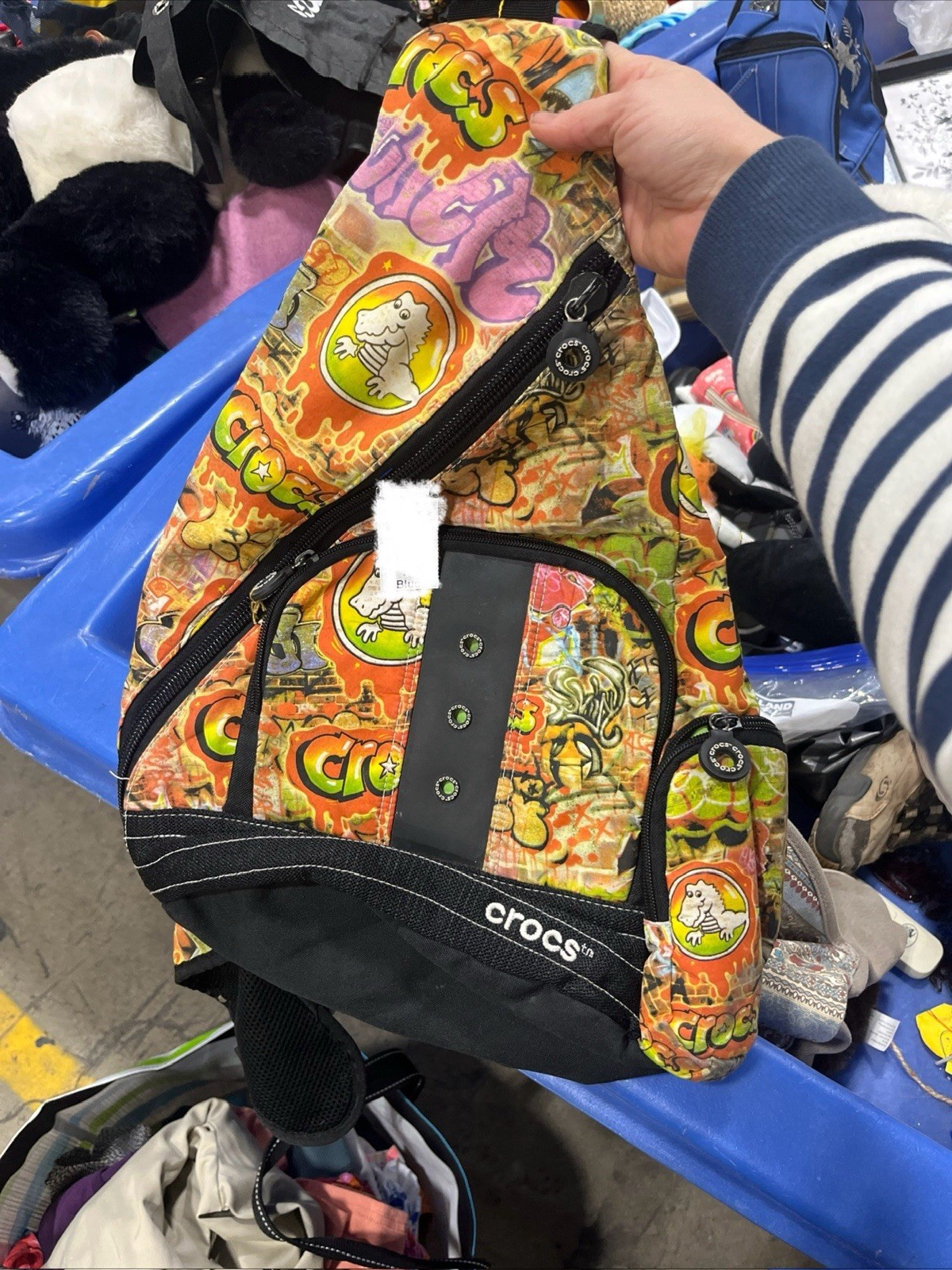Crocs Graffiti Print Crossbody Sling Bag EUC 90s Grunge Y2K Vintage Retro 90s