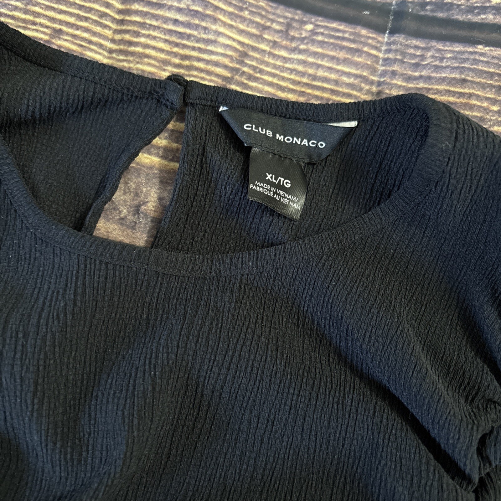 Club Monaco Women’s Puff Sleeve Ruched Top Black Size XL Stretchy