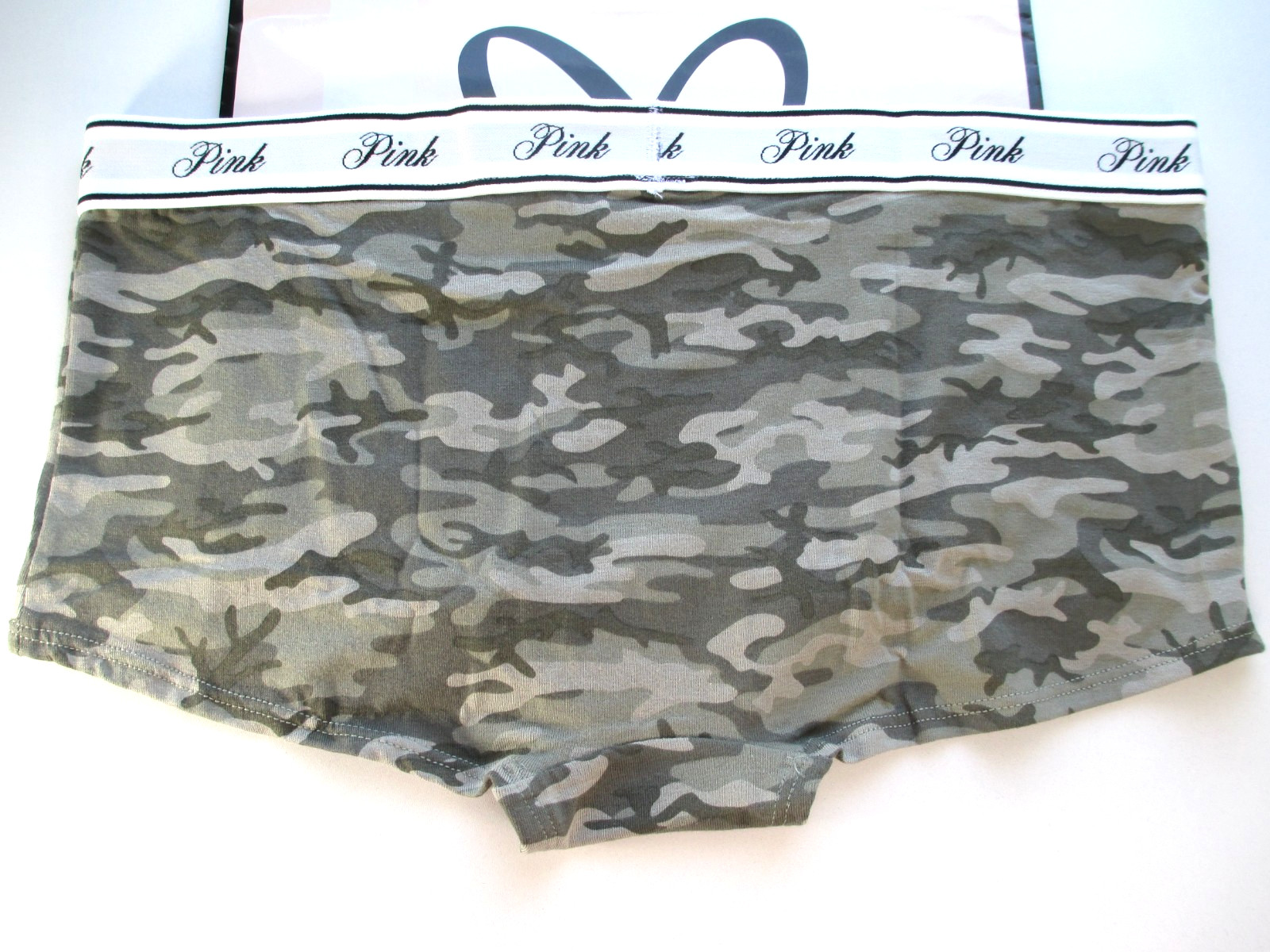 VICTORIA’S SECRET PINK Cotton Boyshort Panty S M L XL Camouflage Camo Logo Band