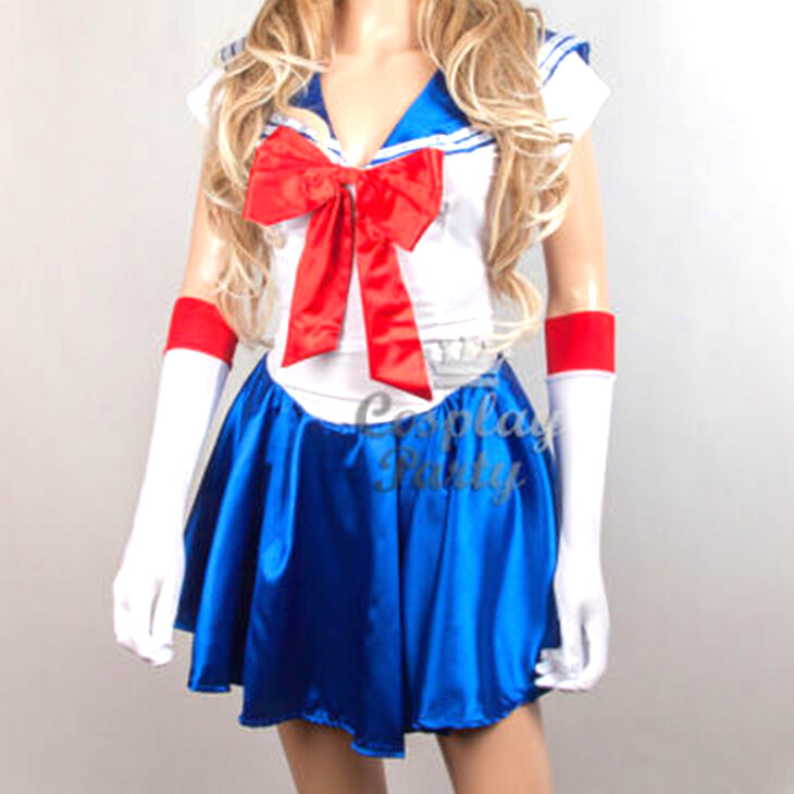 Sailor Moon Usagi Tsukino Cosplay Halloween Anime Costume Uniform Dress w/Glove