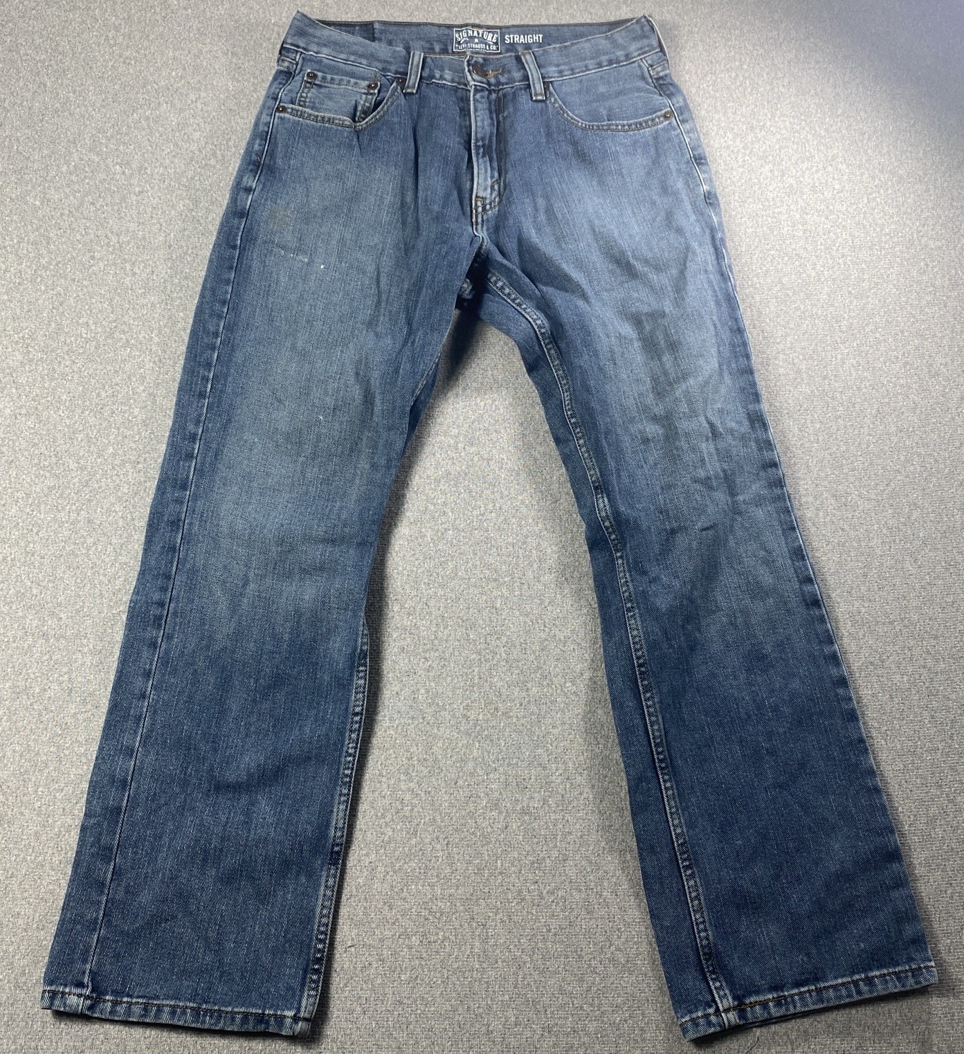 Levi Strauss Signature Mens Straight Jeans Sz 30/30 Blue Denim Cotton Waist 32”