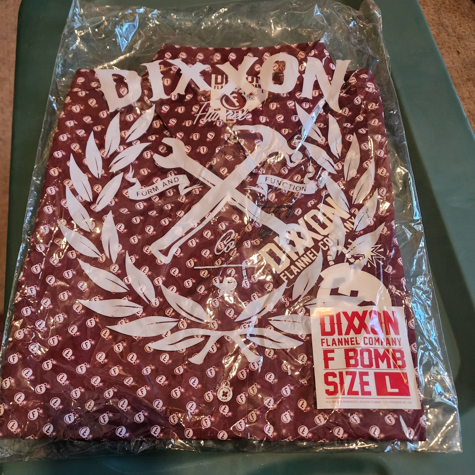 Dixxon F Bomb Shirt Womens Large Red Burgandy All Over Print Party