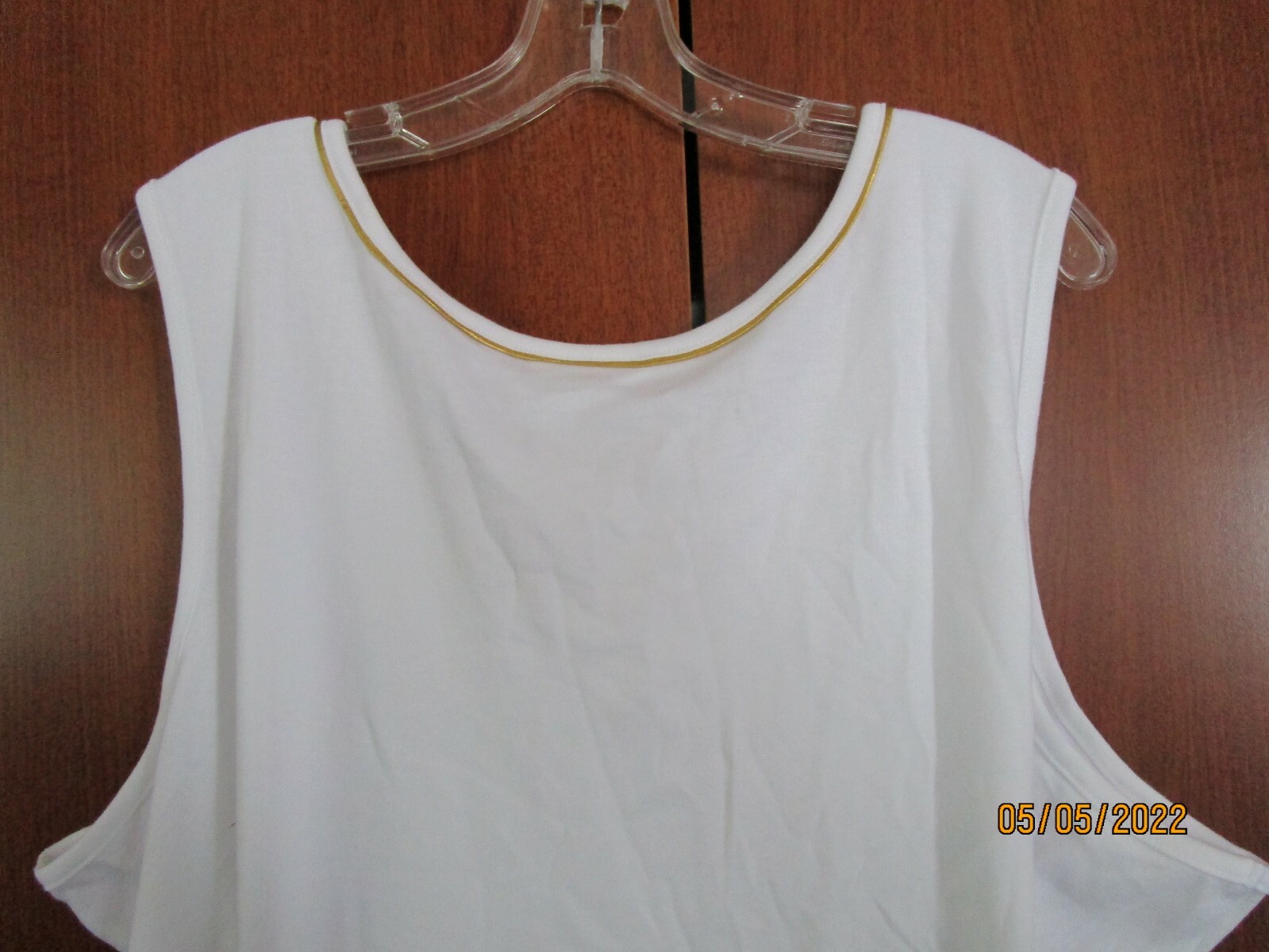 Quacker Factory White Tank Top Sz 3X Polyester & Cotton Bust 58 Length 26.5 in