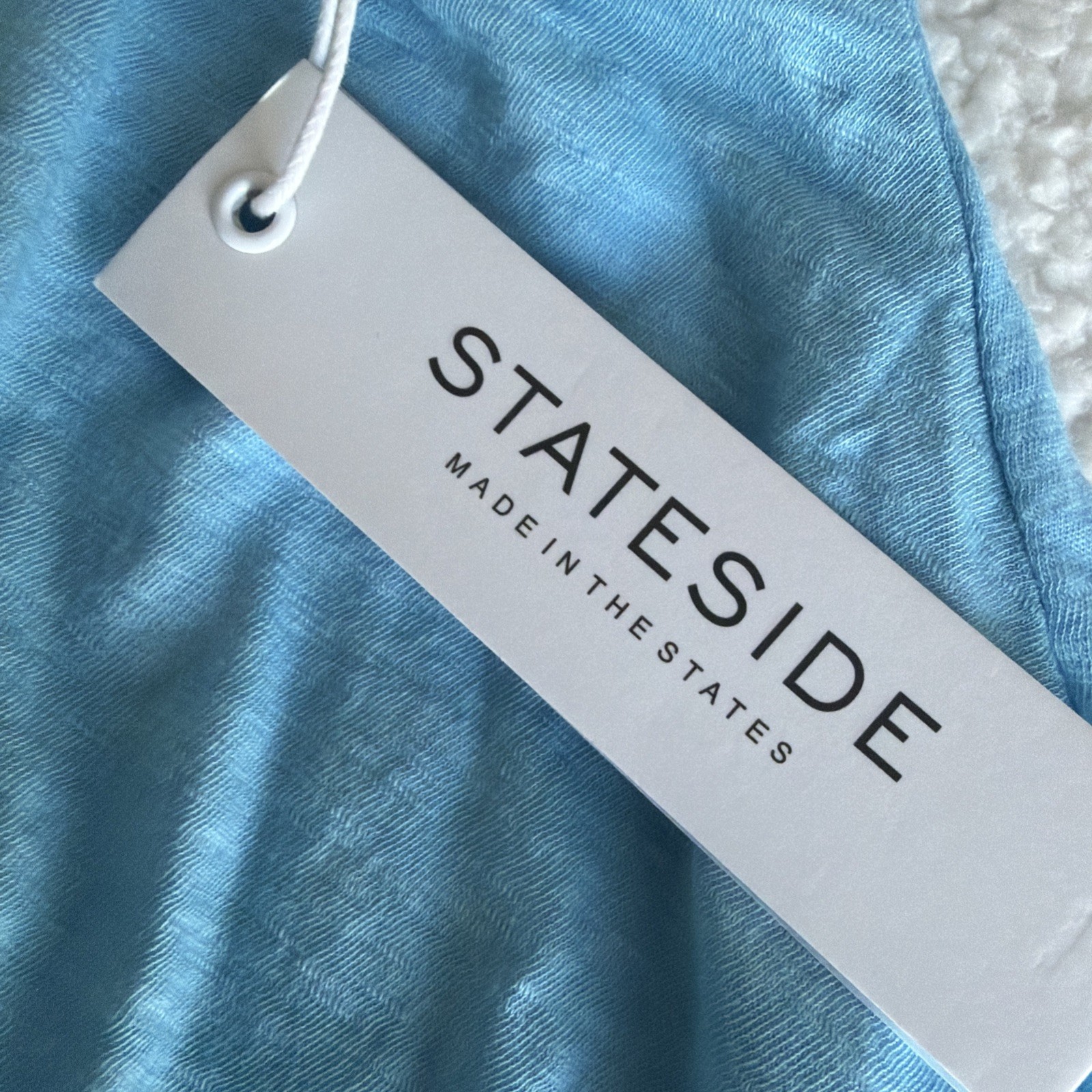NWT Stateside 100% Supima Cotton Collared Twist Front Top Button Front Blue L