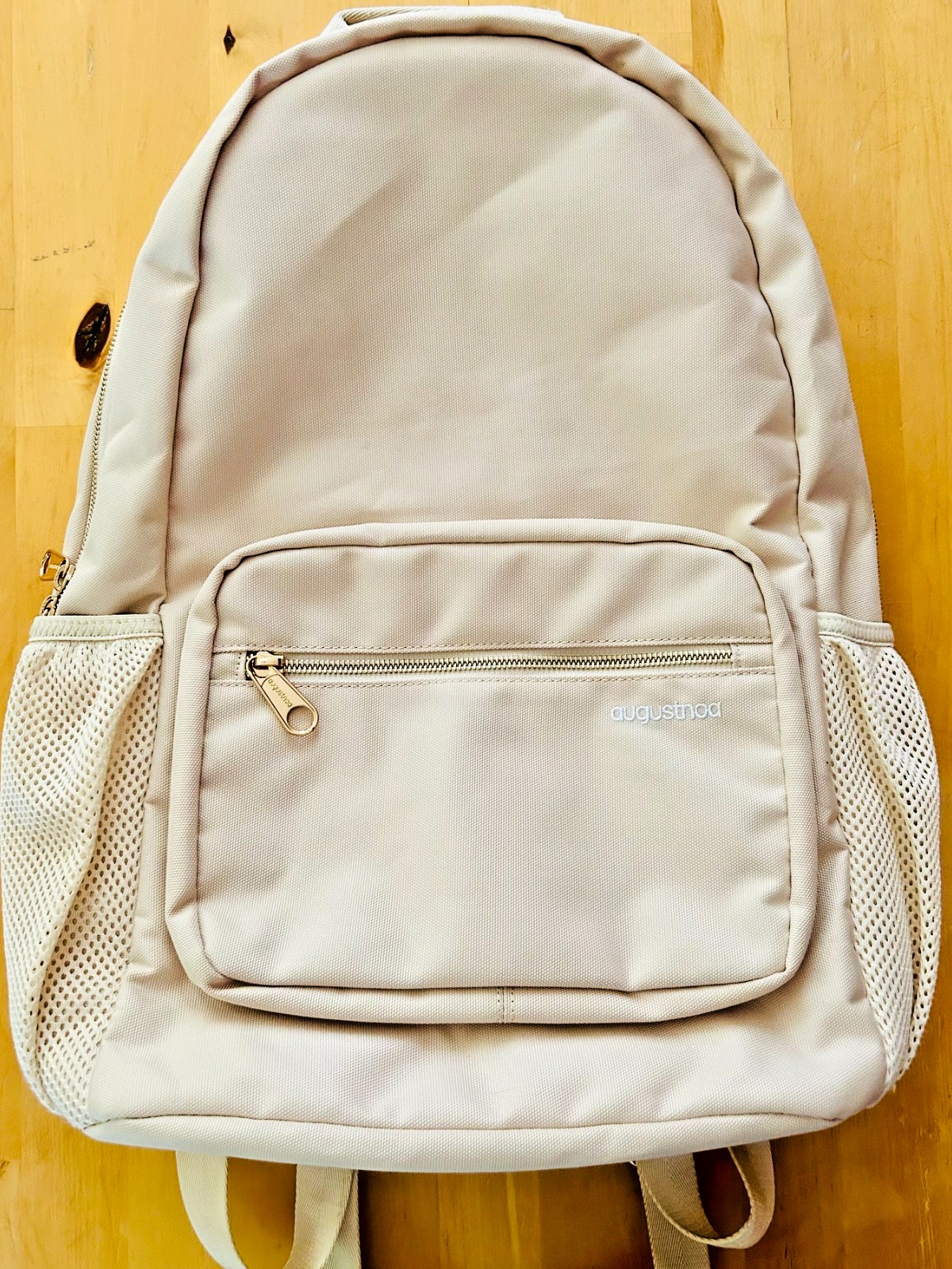 Augustnoa Classic Noa Backpack, Cream with Gold Hardware, Fits 17″ Laptop