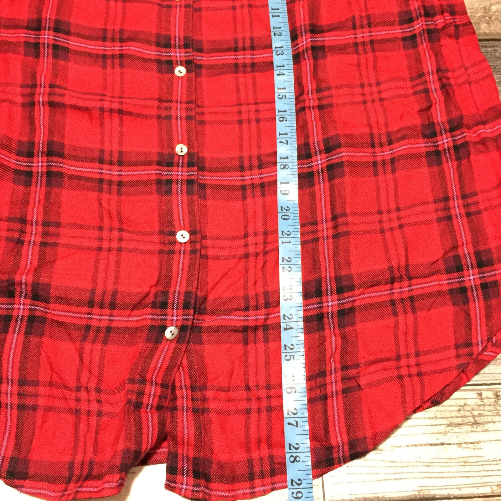 J Jill Relaxed Flannel Shirt Women’s S Red Plaid Button Up Shirt 100% Rayon
