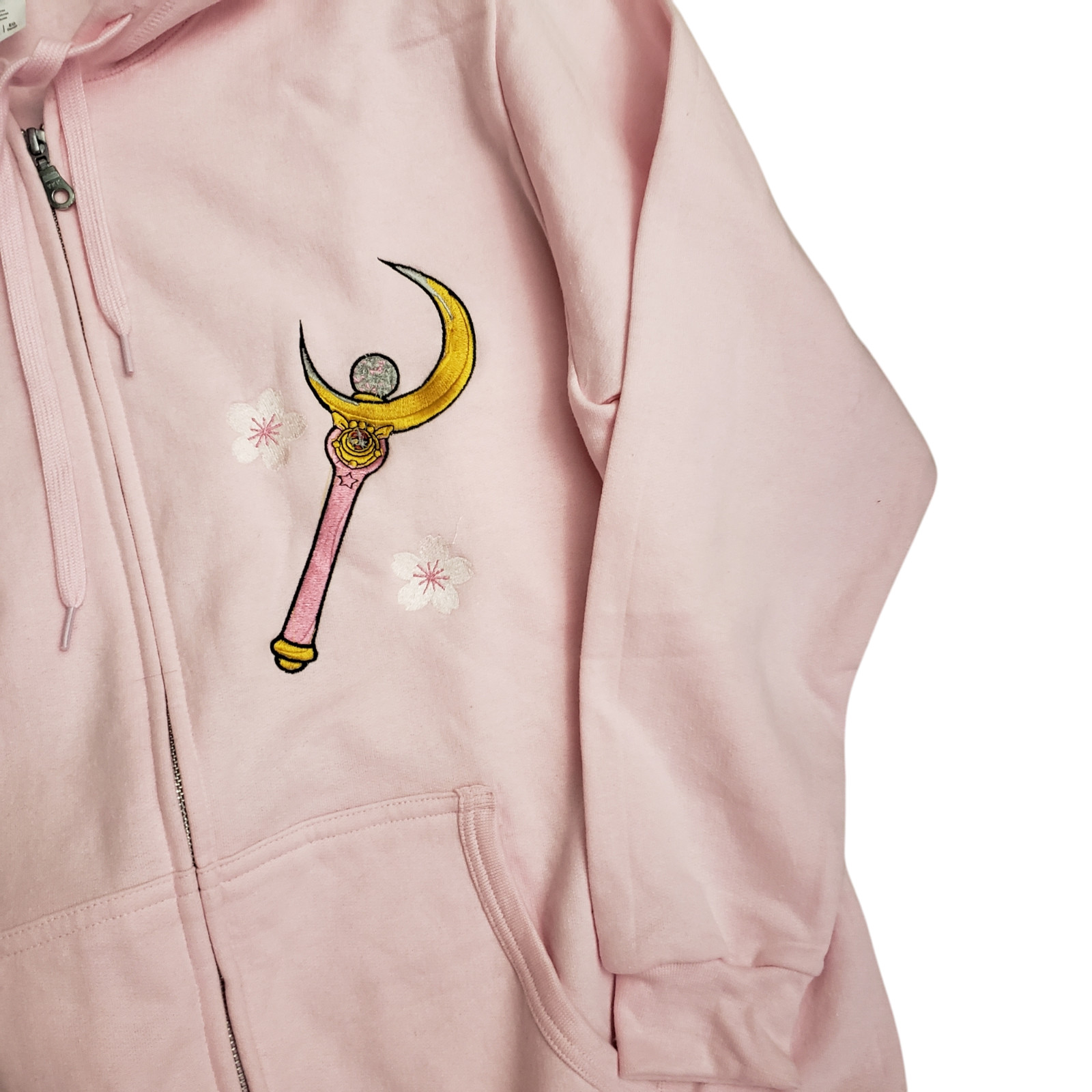 Sailor Moon Crescent Wand Brooch Cherry Blossom Zip Up Hoodie Pink Size XL